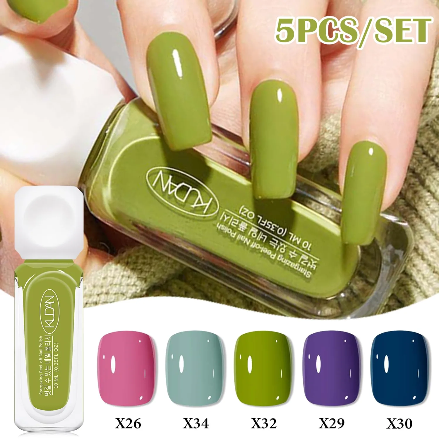 5Pcs Nail Polish Set Nude Pink Green Blue Purple Nail Polish Non Gel, Quick Dry, Long Lasting DIY Manicure Gift for Girls Women 10ml