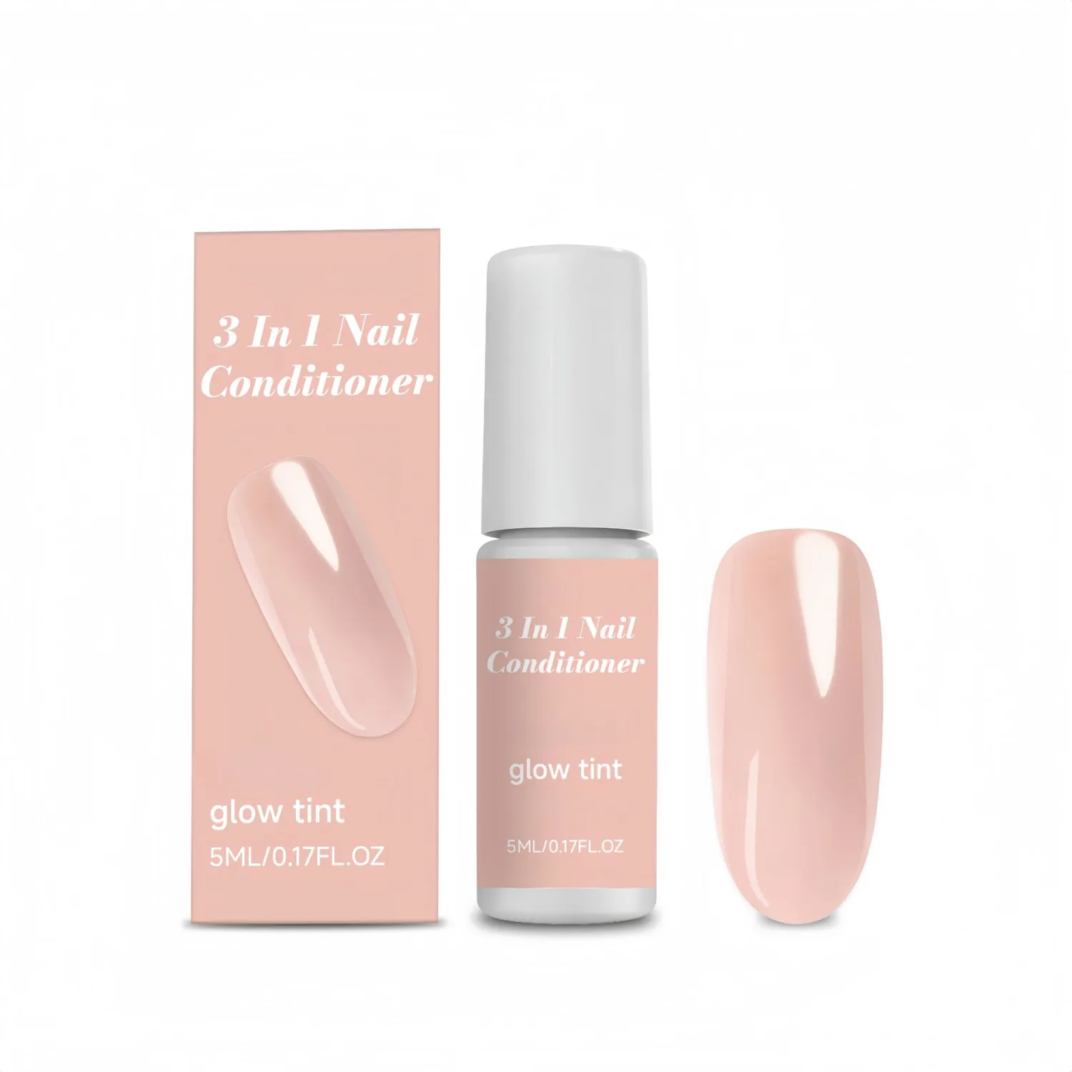 Sheer Pink Nail Polish, 3-in-1 Coloring & Nail Care, Quick Dry, Long Lasting, Natural Glossy Finish for Daily Nail Style