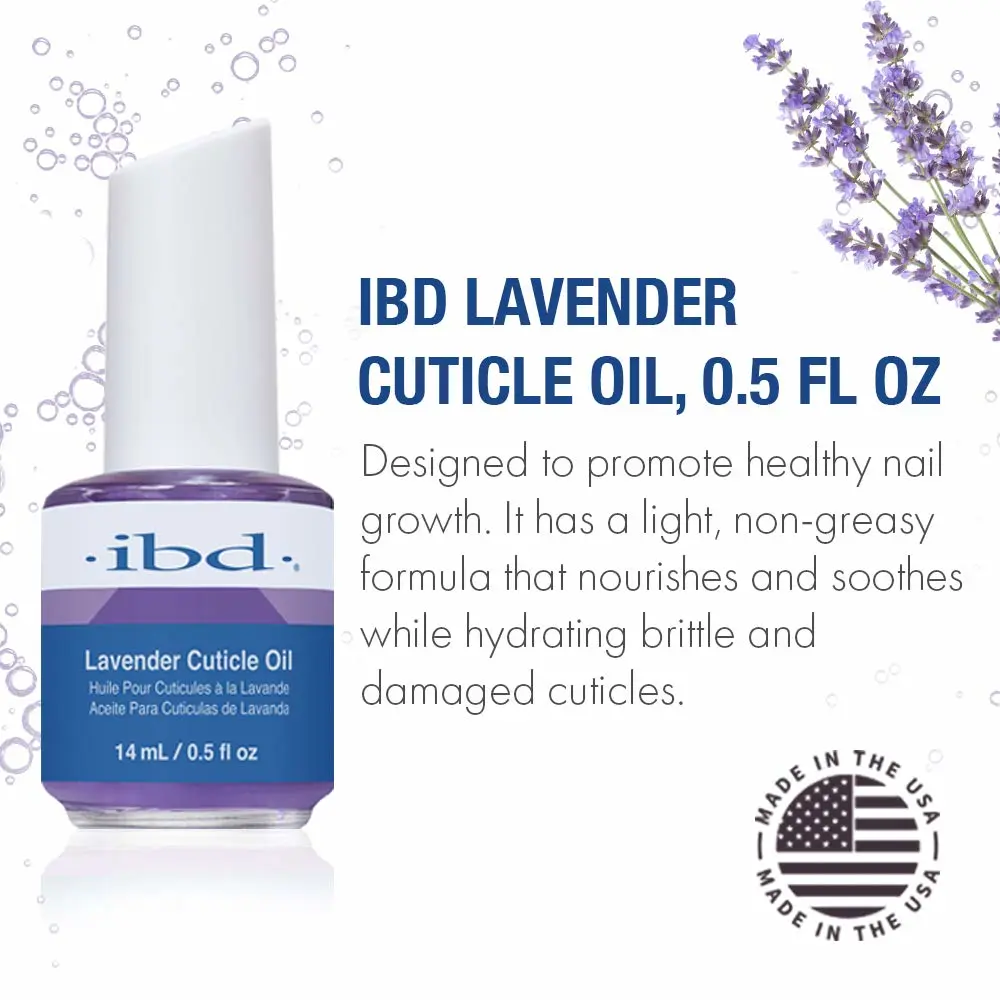 IBD Lavender Cuticle Oil – Moisturizing Nail Oil for Growth & Strength, Repair Damaged Nails, Cuticle Softener, Lavender Scent, 0.5 fl oz