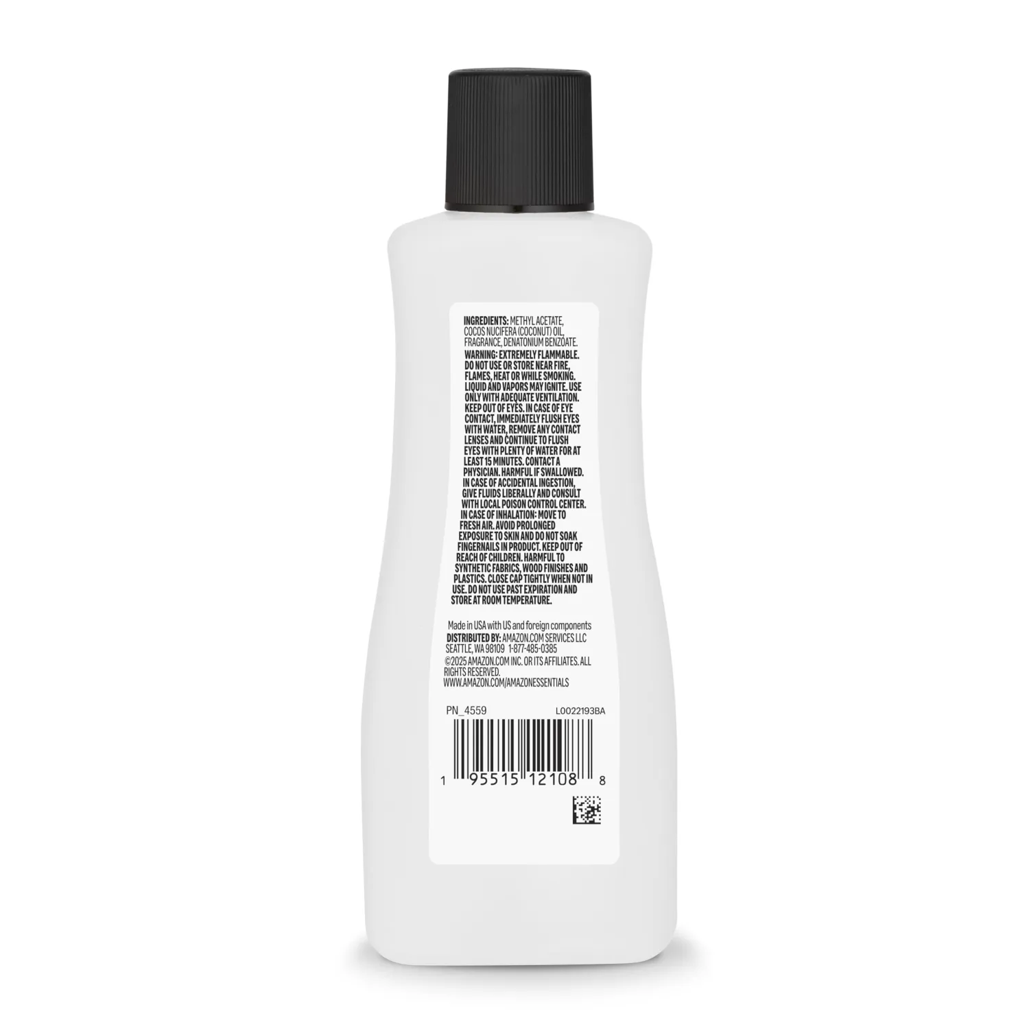 Amazon Essentials Nail Polish Remover, Non-Acetone, With Coconut Oil, Formulated without Parabens or Phthalates, 6 Fl Oz
