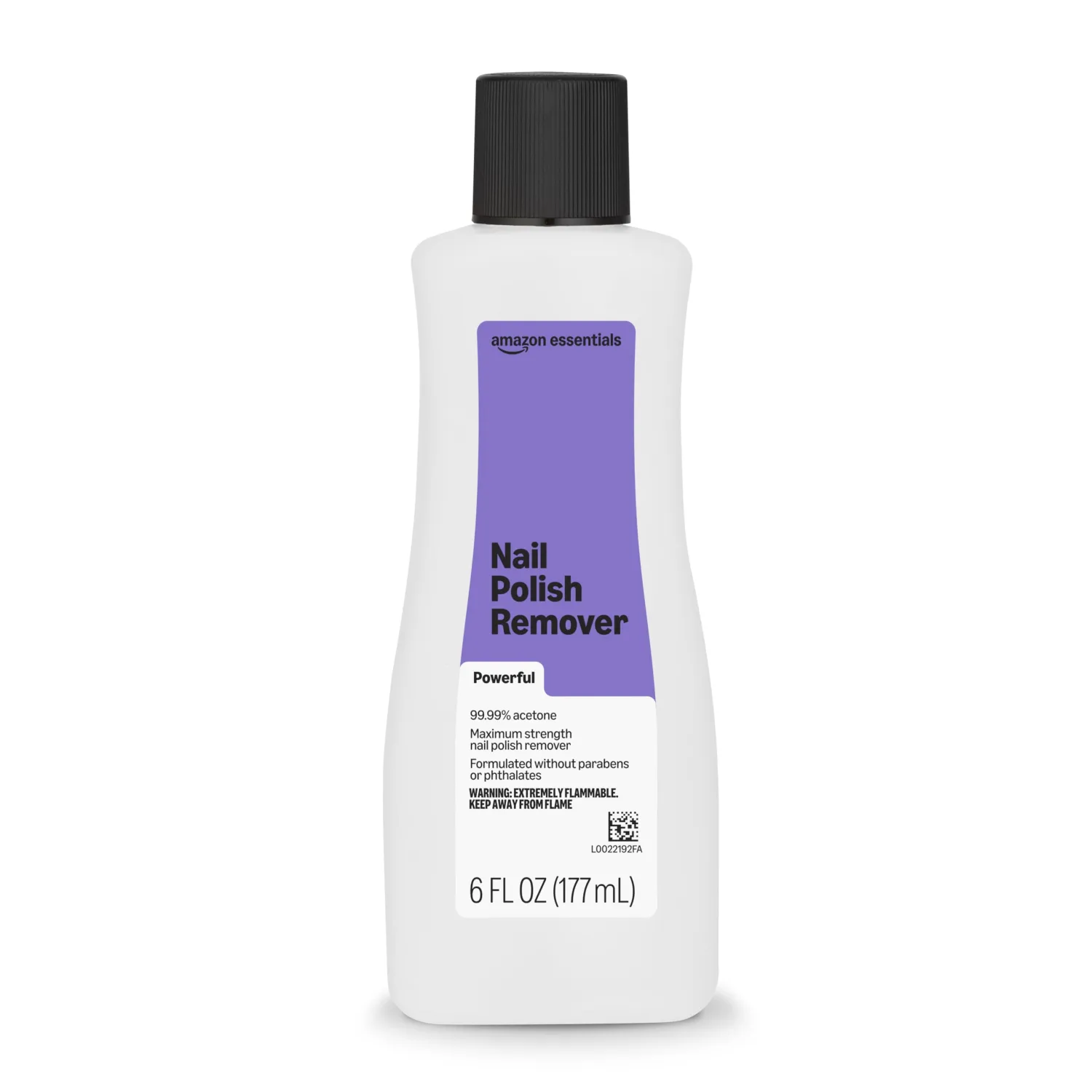 Amazon Essentials Nail Polish Remover, 99.99% Acetone, Maximum Strength, Formulated without Parabens or Phthalates, 6 Fl Oz