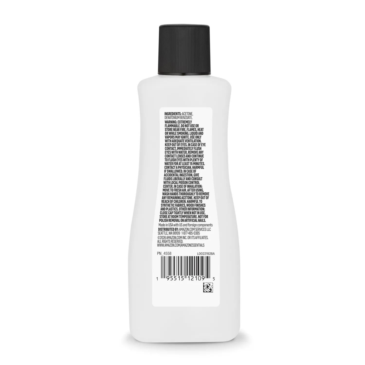 Amazon Essentials Nail Polish Remover, 99.99% Acetone, Maximum Strength, Formulated without Parabens or Phthalates, 6 Fl Oz