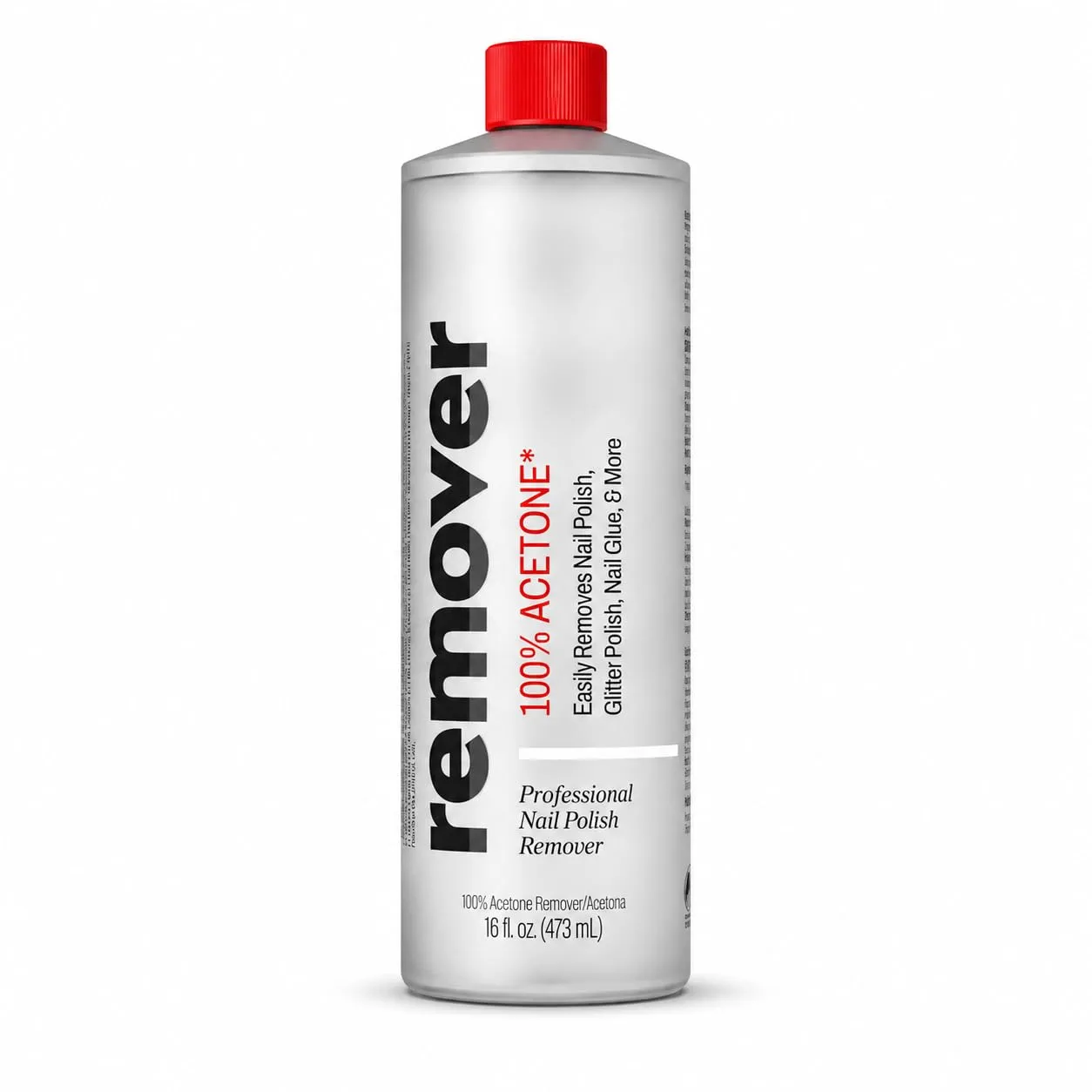 Acetone Nail Polish Remover Liquid for Nail Color Removal | Clear Fast-Evaporating Formula | Large 16 fl oz Bottle | Suitable for Salon and Home Use
