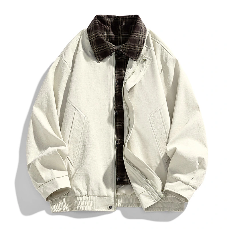 Loose-fit Lapel-collar Retro-Style Plus-size Mens Coat