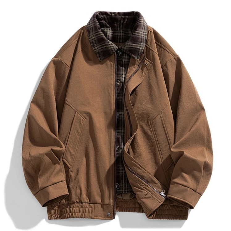 Loose-fit Lapel-collar Retro-Style Plus-size Mens Coat