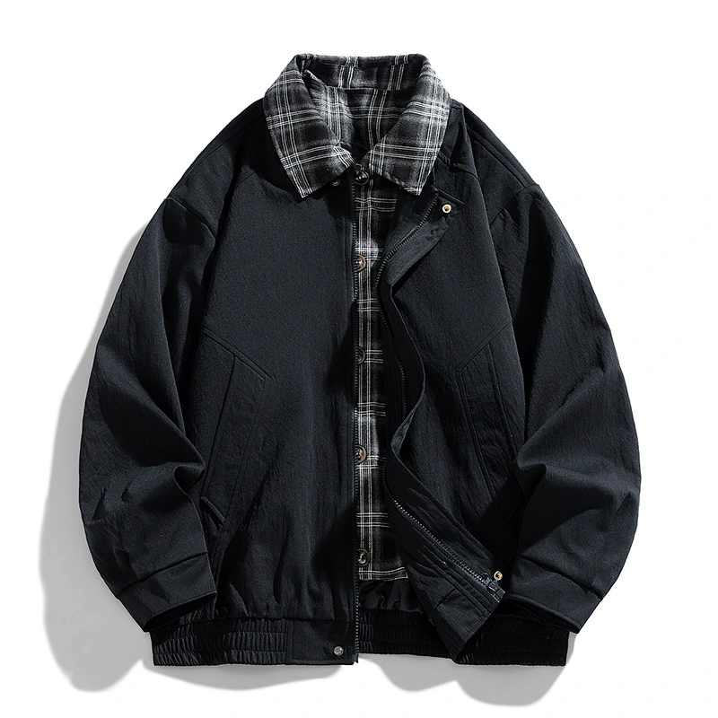 Loose-fit Lapel-collar Retro-Style Plus-size Mens Coat