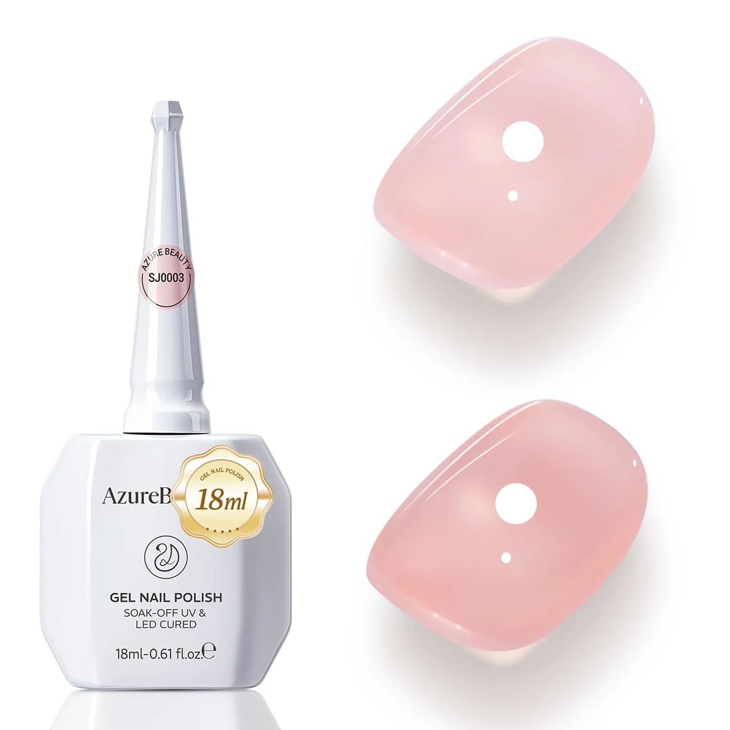 AZUREBEAUTY Nude Pink Gel Nail Polish 18ML – Sheer Translucent Natural Pastel Jelly Color Soak Off UV/LED Nail Lamp French Nail Art Gifts for Women