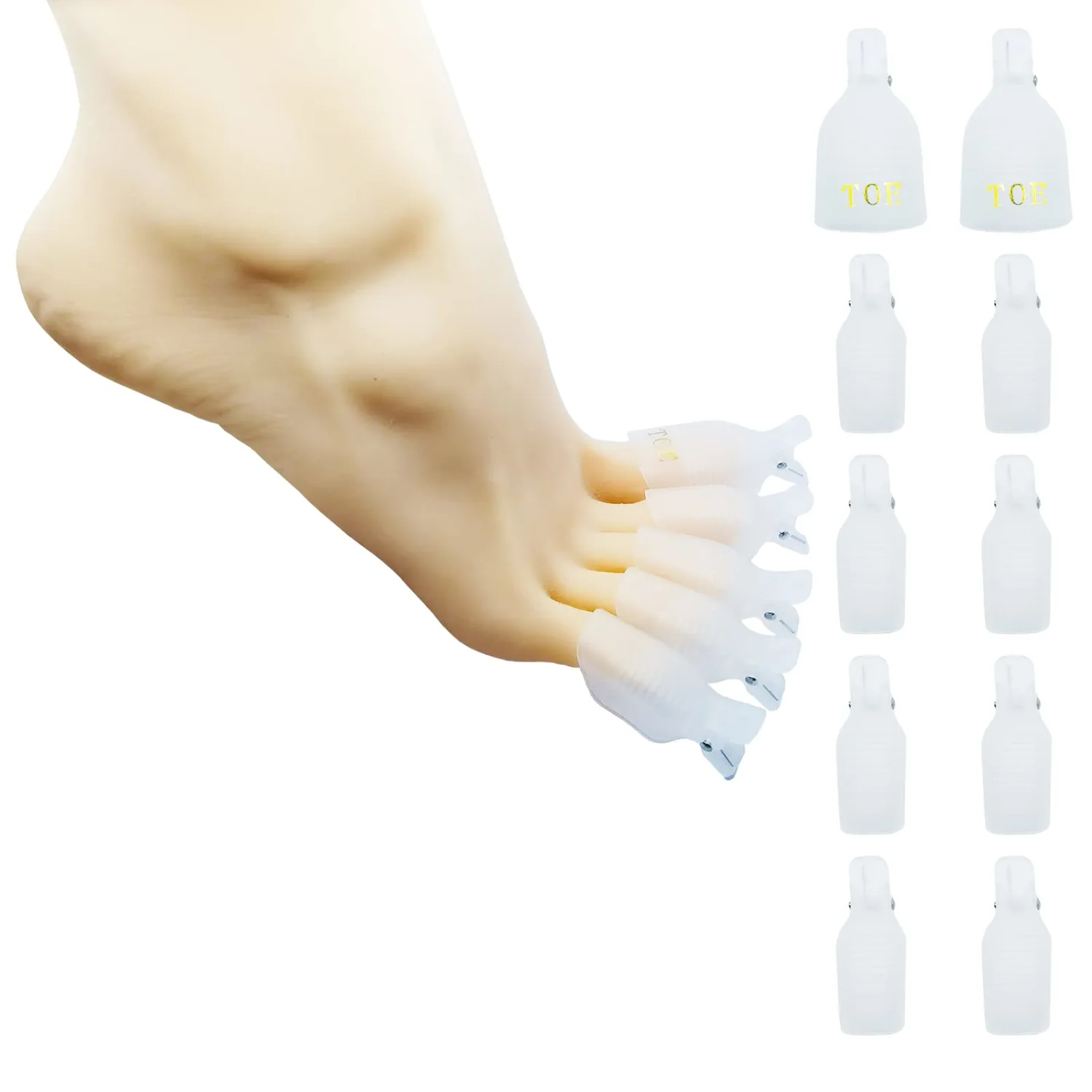 (10 Pcs White Toenail) Plastic Acrylic Nail Art Soak Off Cap Clip UV Gel Polish Remover Wrap Tool Gel Nail Polish Remover Clips for Fingernail Removal Soak Off Clips Wrap Cleaner Cap Clip