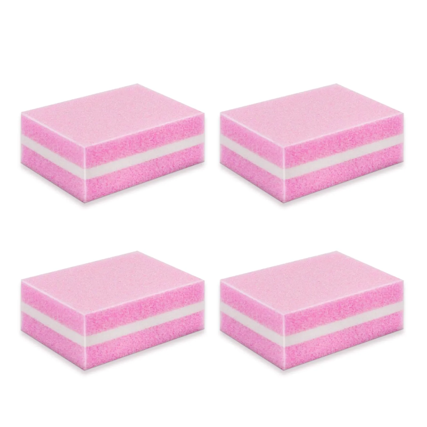Nail Buffer Block, Dual Grit Sponge Nail File for Nail Sanding, 4 Piece Pink Manicure Tools for Nail Sanding and Manicure, Ideal for Nail Salons and Home Use