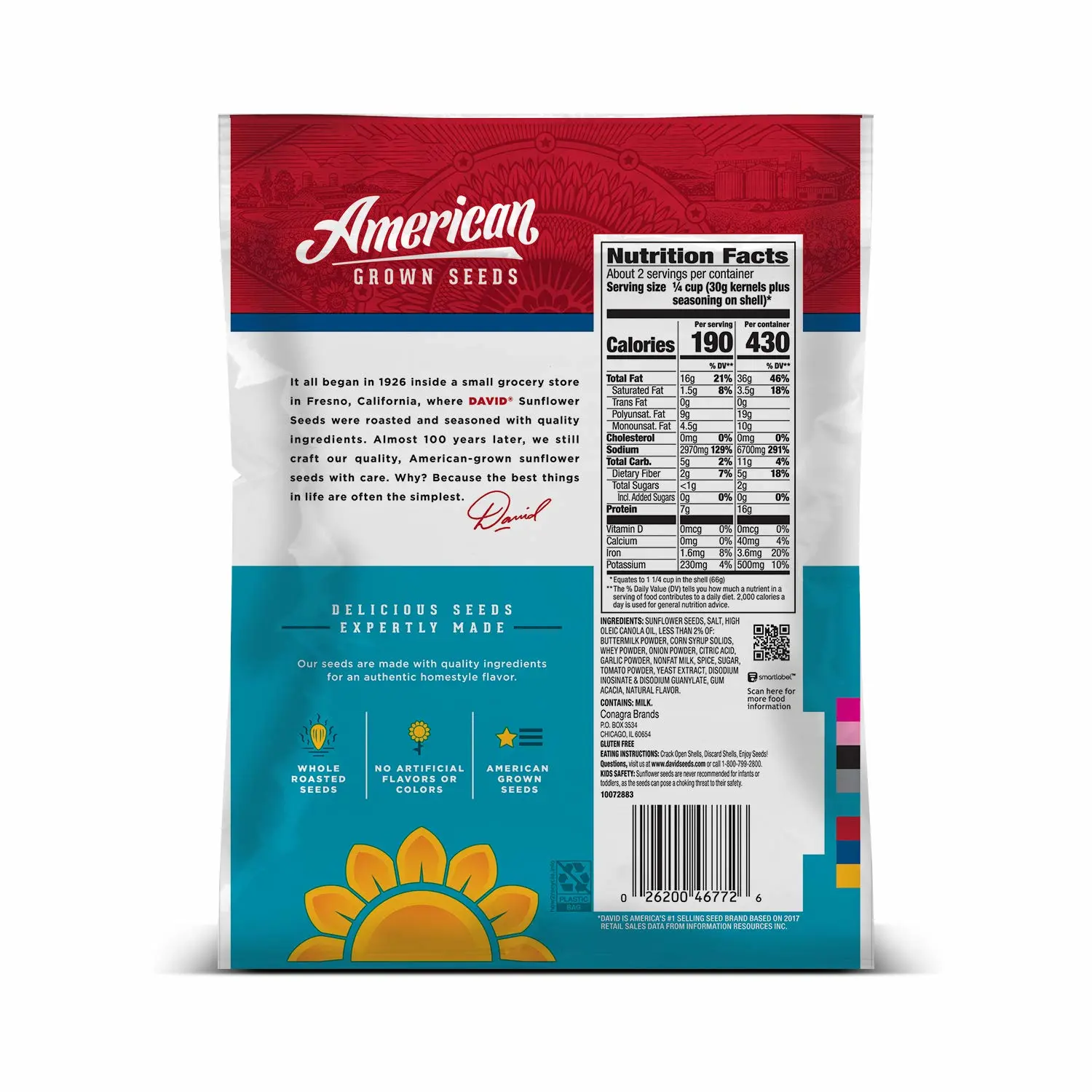 DAVID Jumbo Sunflower Seeds, Ranch Flavor, 5.25 oz. (Pack of 2)
