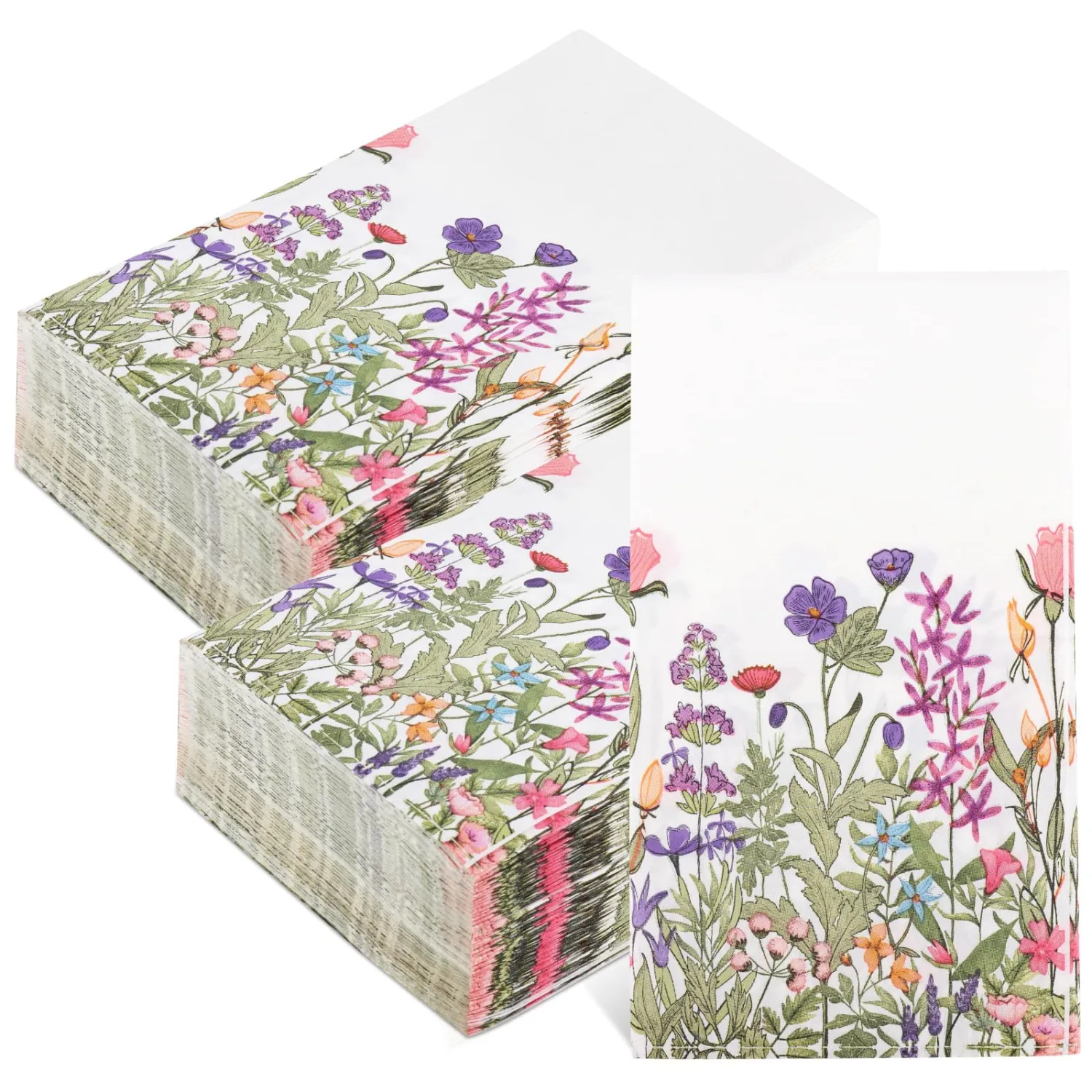 60 Pcs Floral Napkins Disposable Flower Paper Napkins Wildflower Theme Party Supplies Hand Towels Decorative Paper Guest for Bathroom Home Dinner Wedding Baby Shower Birthday Party Supplies