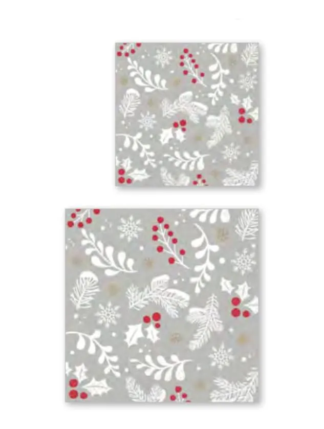 IHR Ideal Home Range Party Napkins Disposable 3-Ply Paper Lunch Napkin Pack, 6.5" x 6.5", Grey Winter, 20-Count
