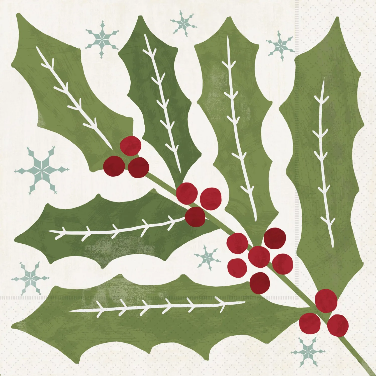 IHR Ideal Home Range Party Napkins Disposable 3-Ply Paper Lunch Napkin Pack, 6.5" x 6.5", Winter Berry Holly, 20-Count