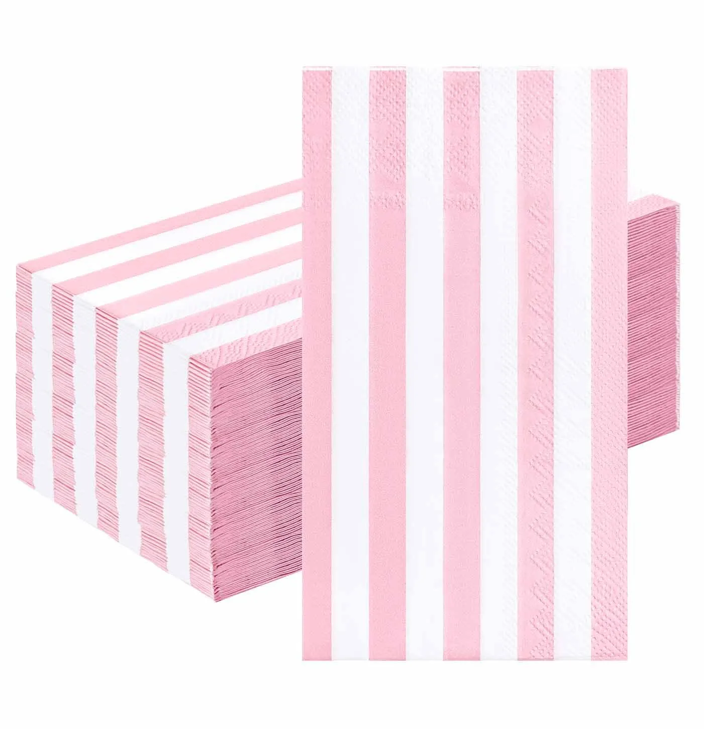 HEIPINIUYE 50 Pieces 3-ply Striped Paper Napkins Light Pink and White Guest Towels Disposable Hand Towels for Bathroom Wedding Birthday Baby Shower Dinner Napkins Disposable