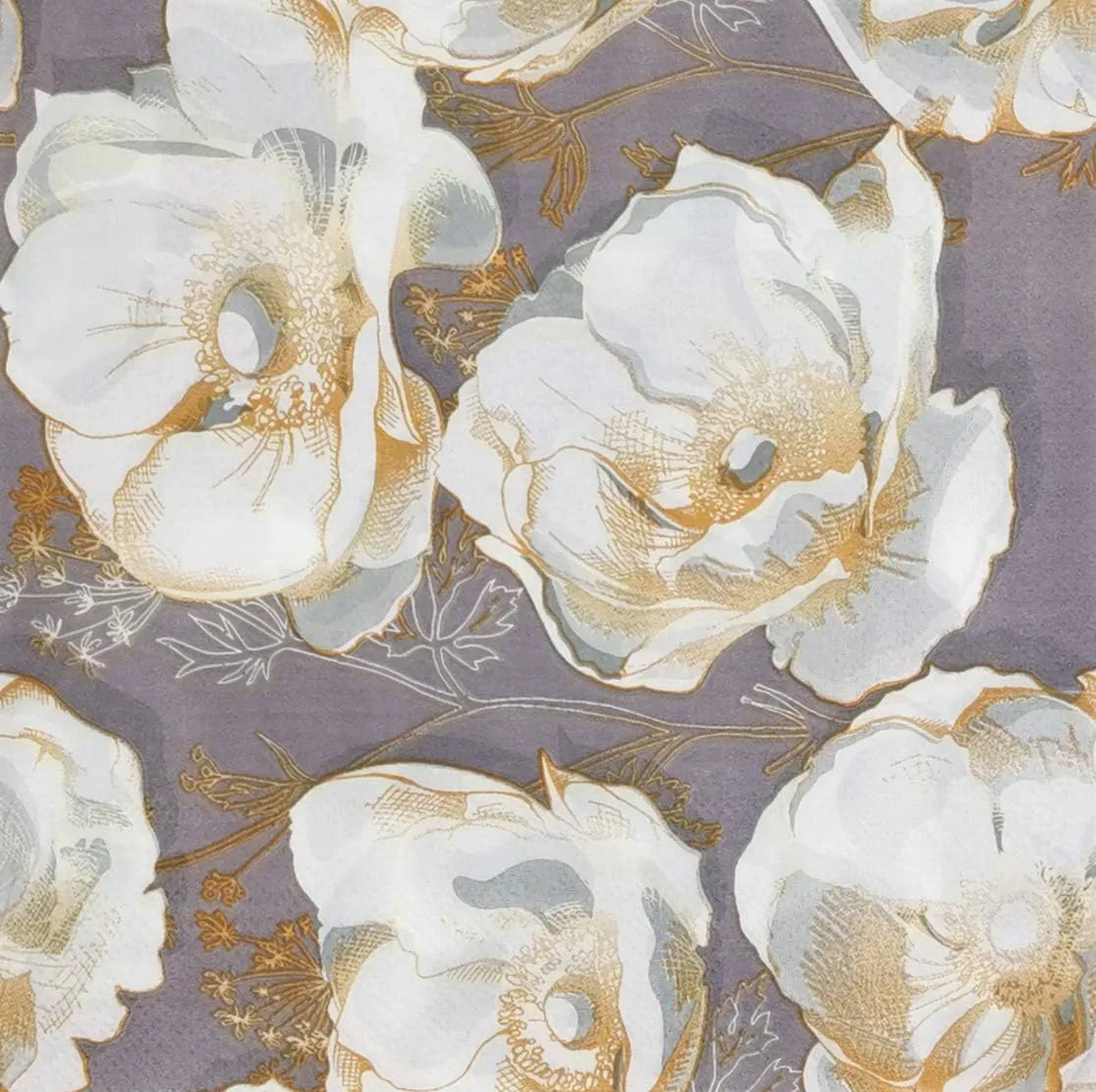 Zelten Colored Paper Napkins (Purple Flowers)