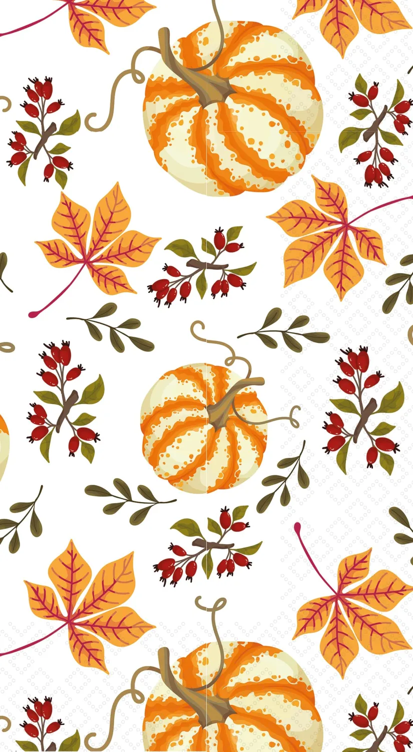 IHR Ideal Home Range Dinner Napkins Disposable 3-Ply Paper Hand Towels, 8.25" x 4.5", Scattered Pumpkins, 16-Count