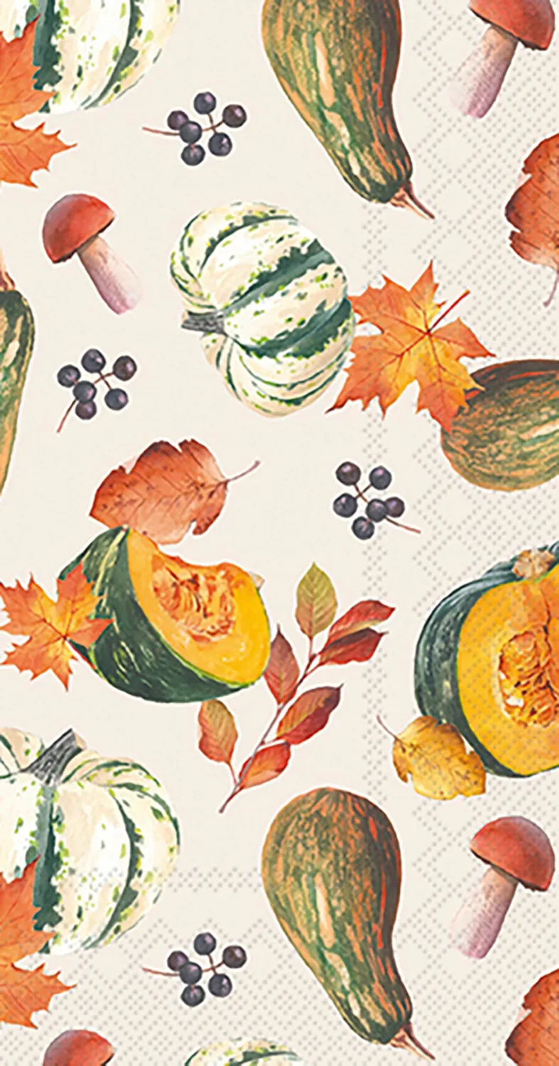 IHR Ideal Home Range Dinner Napkins Disposable 3-Ply Paper Hand Towels, 8.25" x 4.5", Fall Harvest (Cream), 16-Count