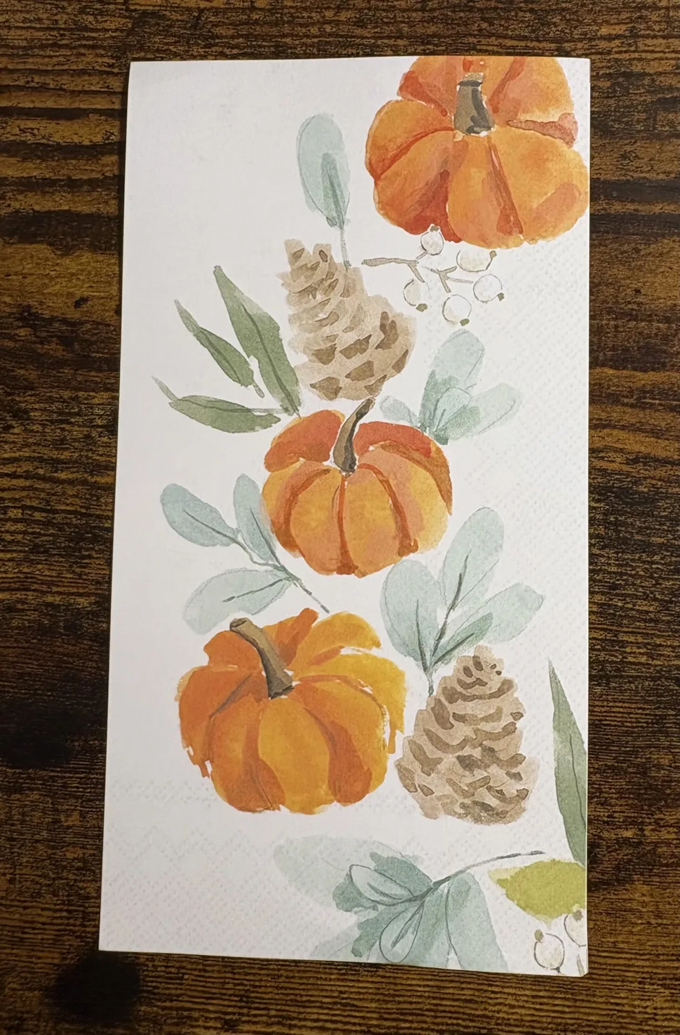 IHR Ideal Home Range Dinner Napkins Disposable 3-Ply Paper Hand Towels, 8.25" x 4.5", Harvest Pumpkin Wreath, 16-Count