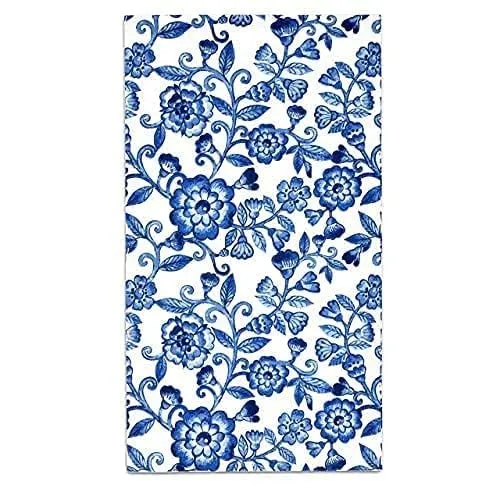 Gift Boutique Blue Floral Guest Napkins 100 Count Disposable Paper Hand Towels Chinoiserie Tea Party Spring Bridal Baby Shower Bathroom Decor