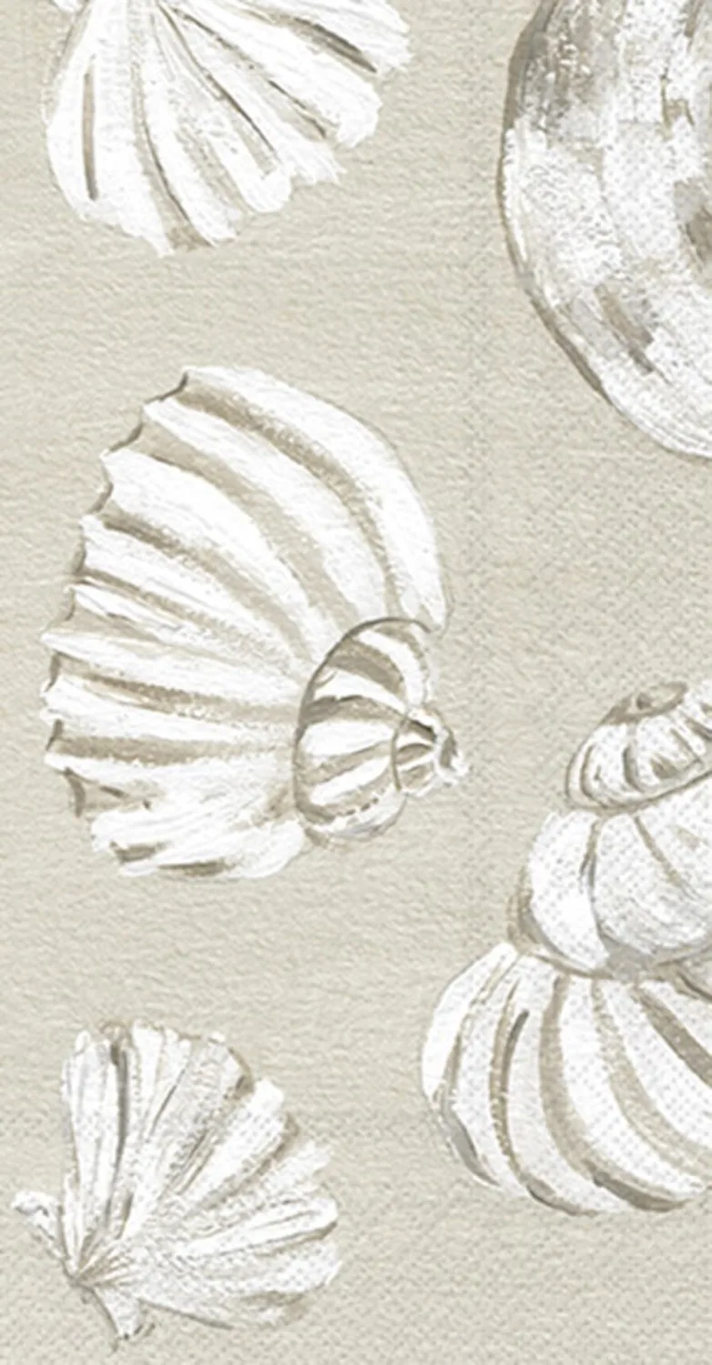 IHR Ideal Home Range Dinner Napkins Disposable 3-Ply Paper Hand Towels, 8.25" x 4.5", Beach Treasures Shells, 16-Count
