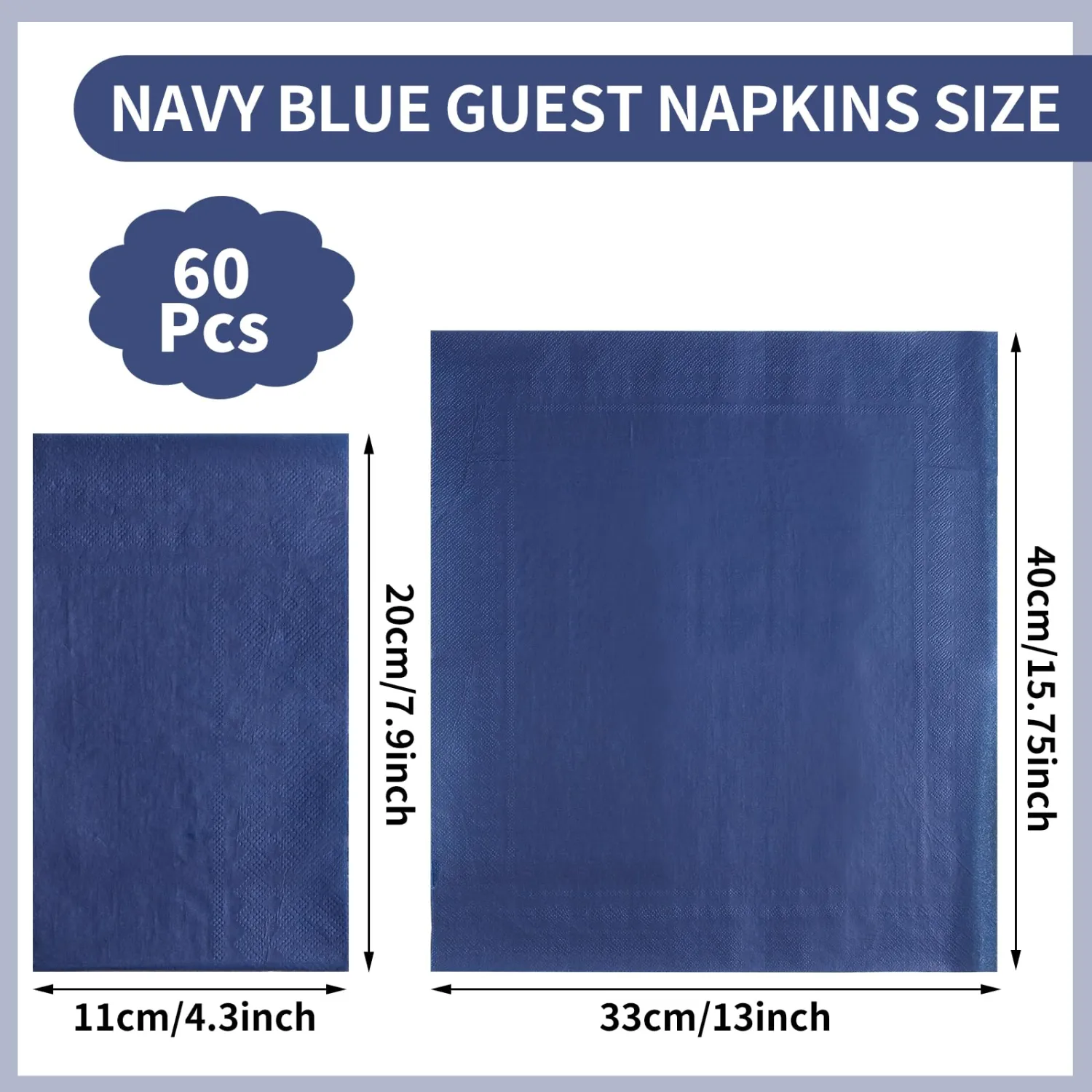 NatNarr 60 Pcs Thin Navy Blue Napkins Disposable Blue Dinner Napkin Decorative Guest Bathroom Napkins for Wedding, Bridal or Baby Shower, Bathroom, Kithchen