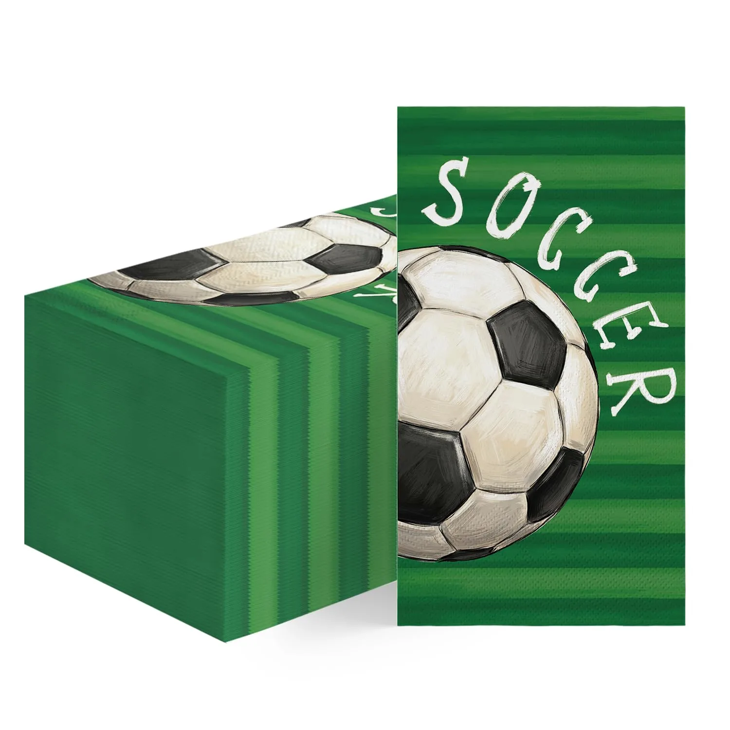 Horaldaily 100PCS Soccer World Cup Disposable Paper Decorative Guest Napkins, Football Sport Theme Hand Towel for Party Lunch Dinner Kitchen Bathroom