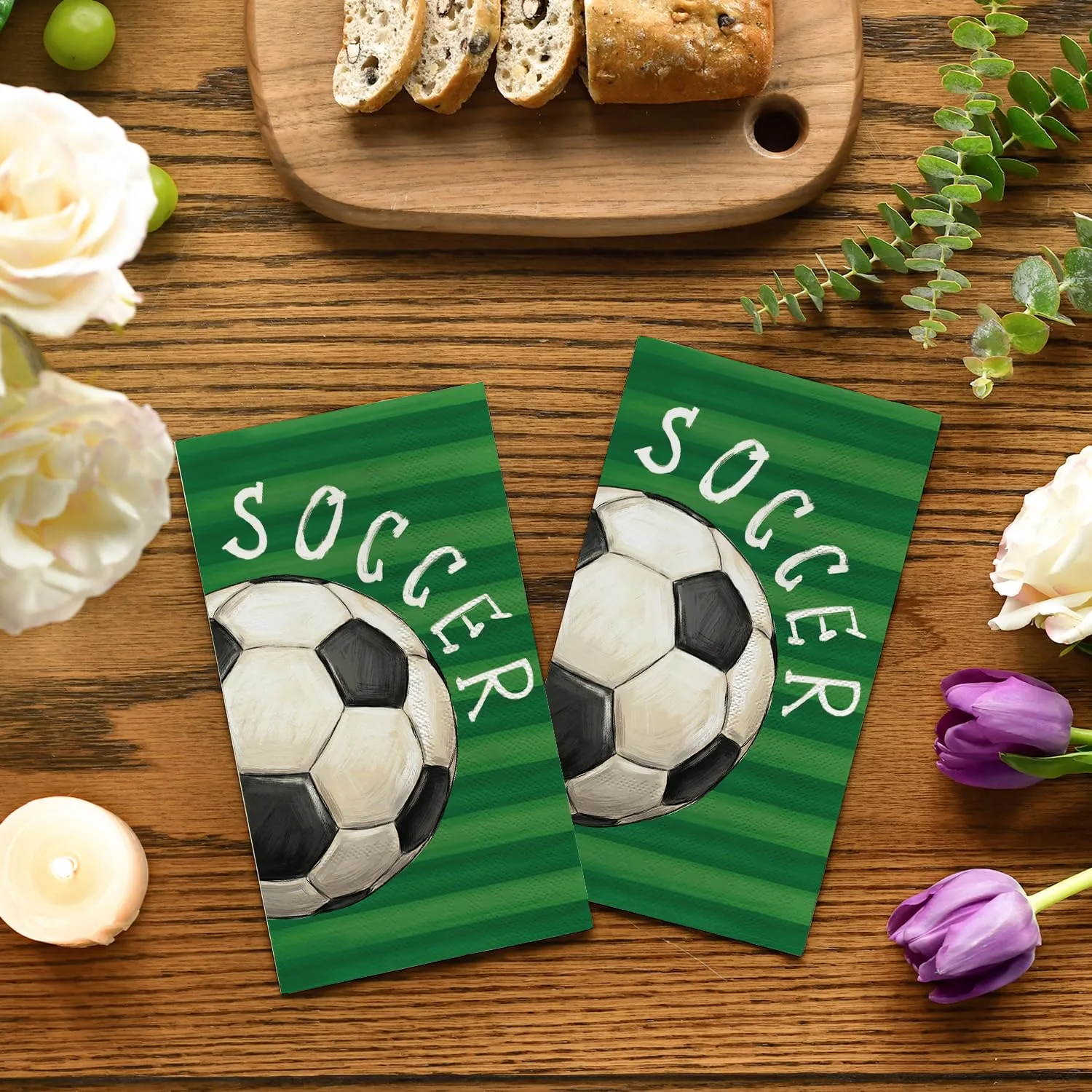 Horaldaily 100PCS Soccer World Cup Disposable Paper Decorative Guest Napkins, Football Sport Theme Hand Towel for Party Lunch Dinner Kitchen Bathroom