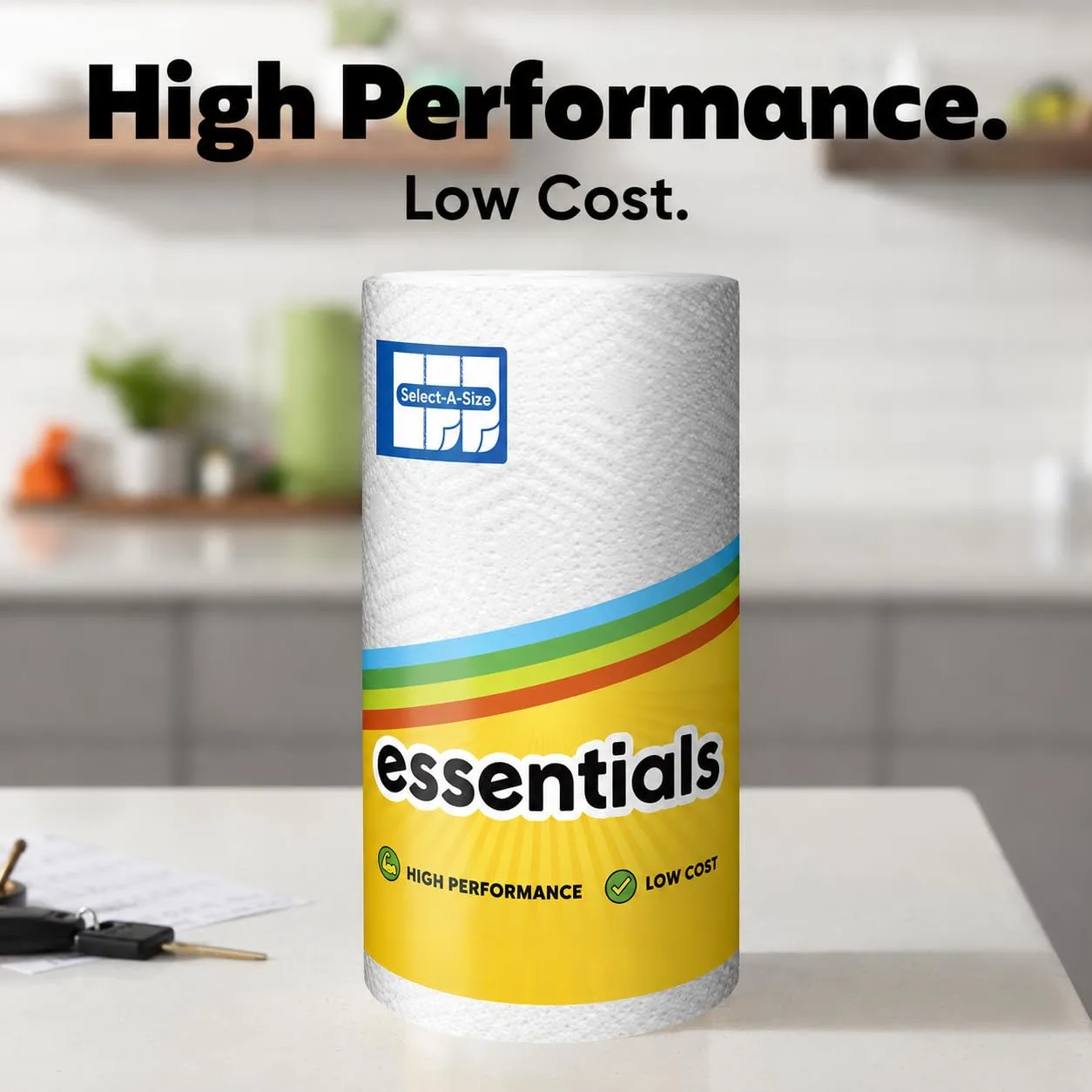 Paper Towels Select-A-Size, 6 Double Rolls, White Disposable Kitchen Paper Towels, 108 Sheets Per Roll for Kitchen, Cleaning & Everyday Use