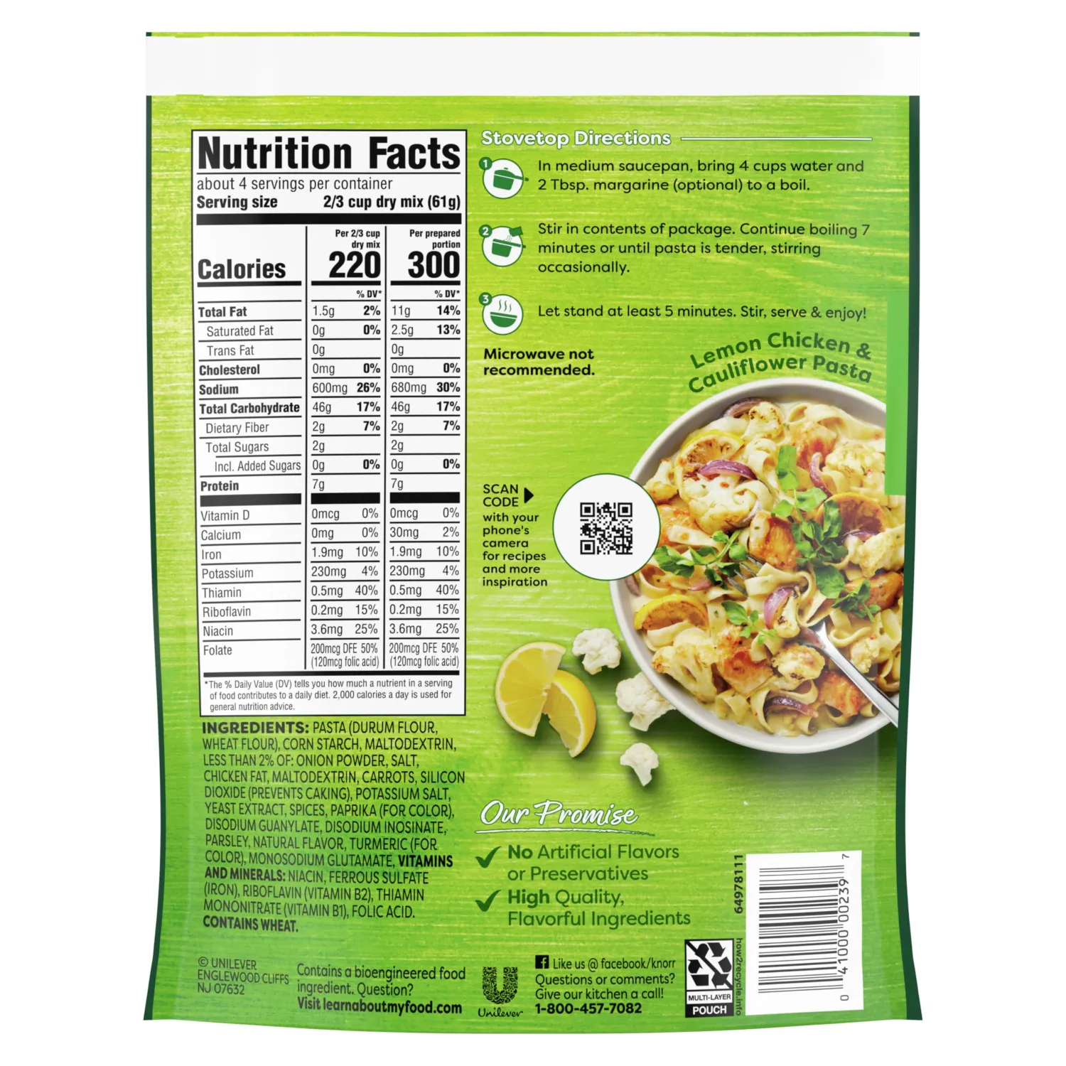 Knorr Pasta Sides Chicken Fettuccine For a Delicious Easy Pasta Meal No Artificial Flavors or Preservatives 8.6 OZ