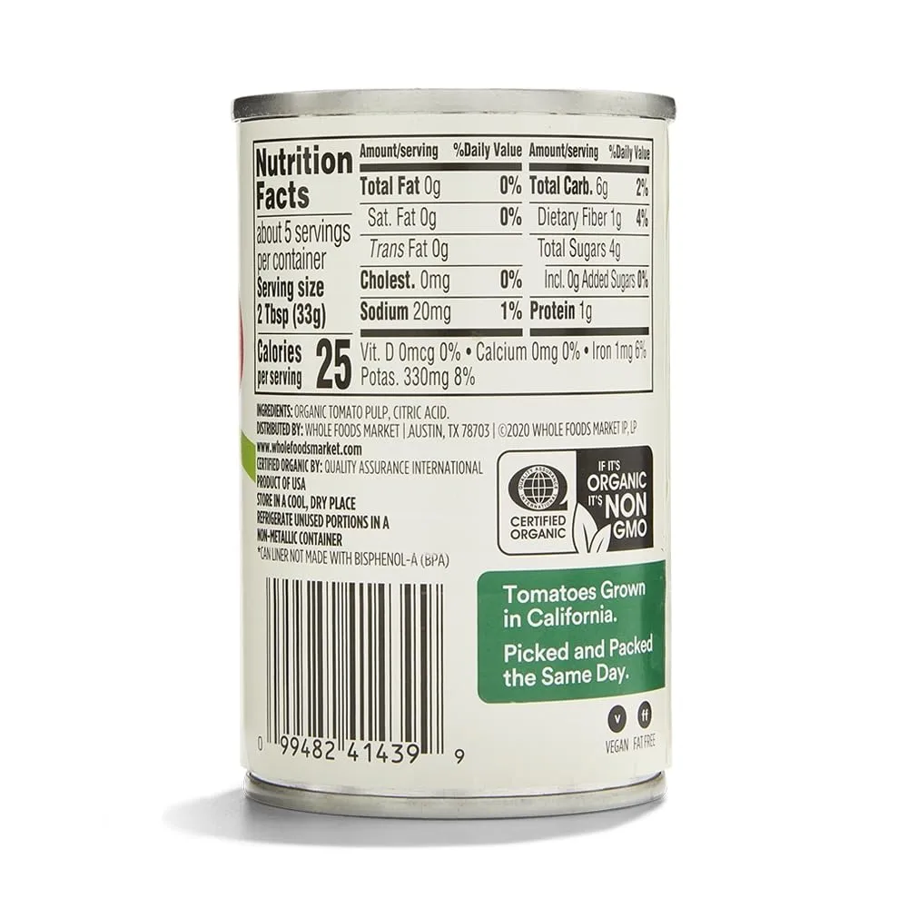 365 by Whole Foods Market, Organic Tomato Paste, 6 Ounce