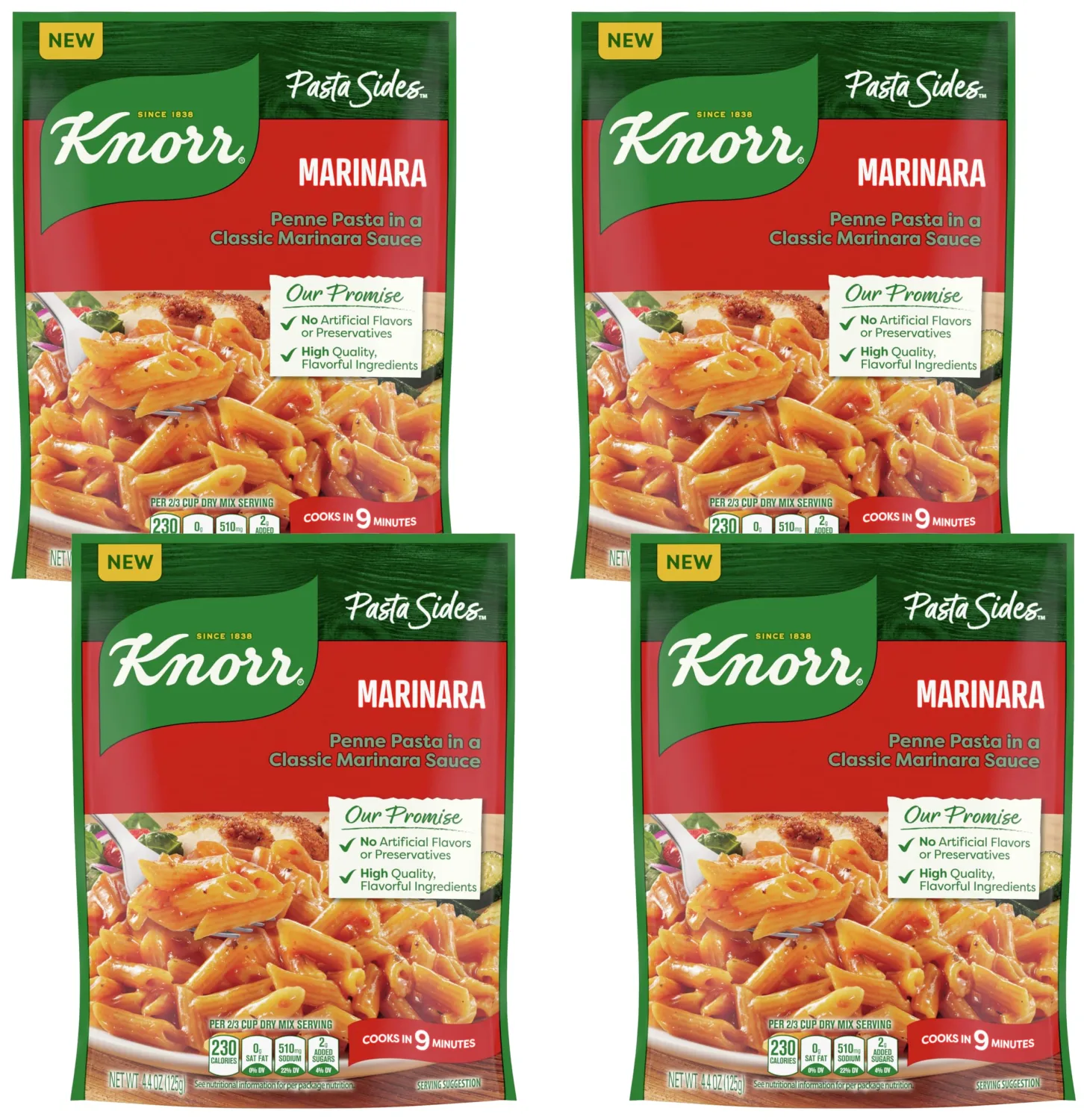 Knorr Pasta Sides Marinara Pasta for a Delicious + Quick Side Dish, 4.4 oz (Pack of 4)