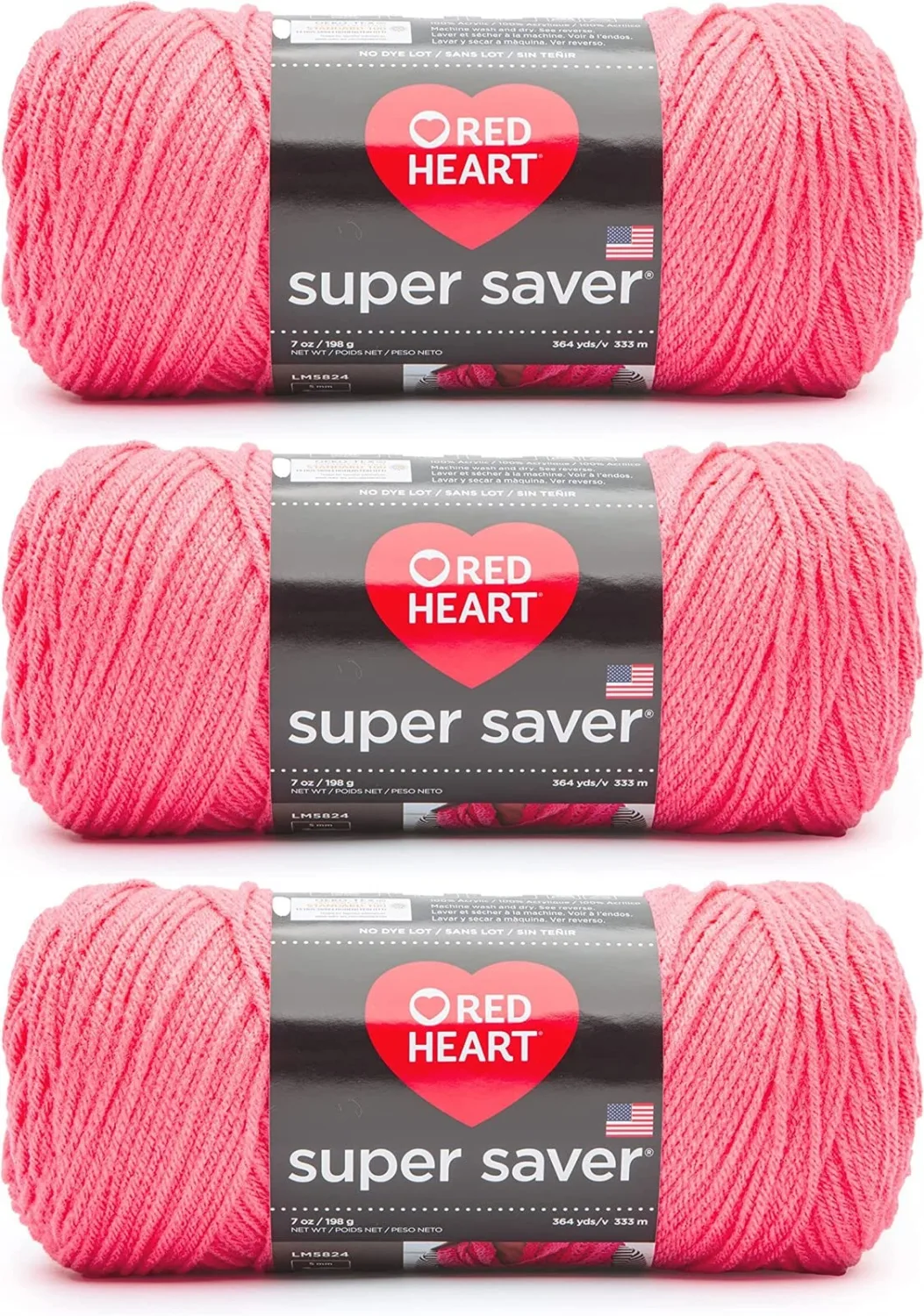 Red Heart Super Saver Persimmon Yarn - 3 Pack of 7oz/198g - Acrylic - 4 Medium (Worsted) - 364 Yards - Knitting/Crochet