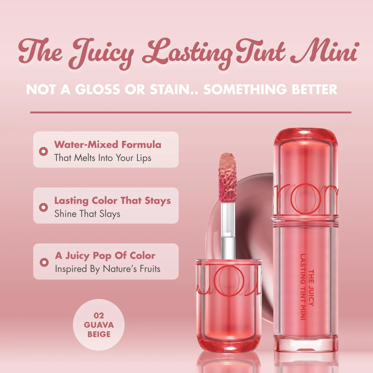 rom&nd THE JUICY LASTING TINT MINI 02 GUAVA BEIGE