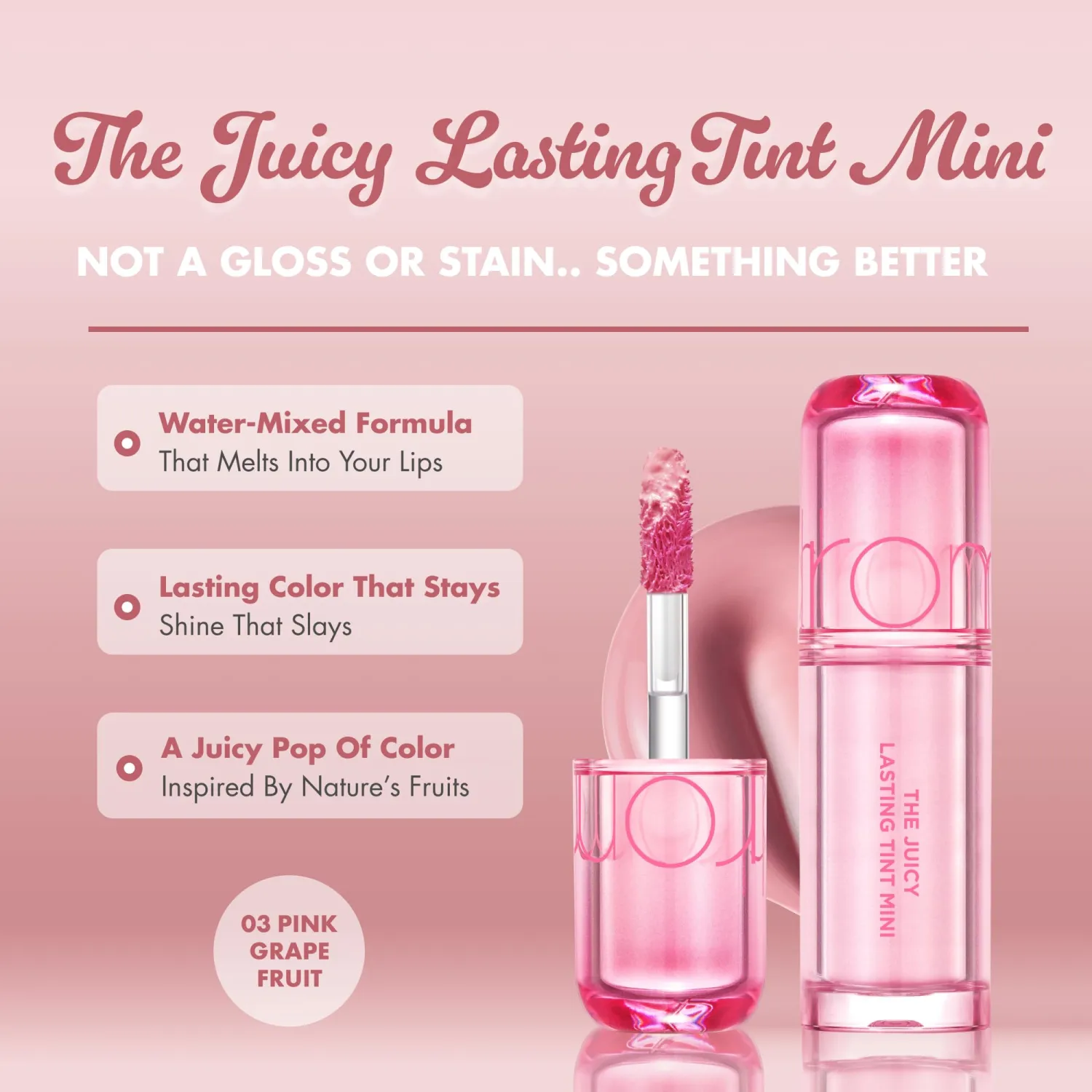 rom&nd THE JUICY LASTING TINT MINI 03 PINK GRAPEFRUIT