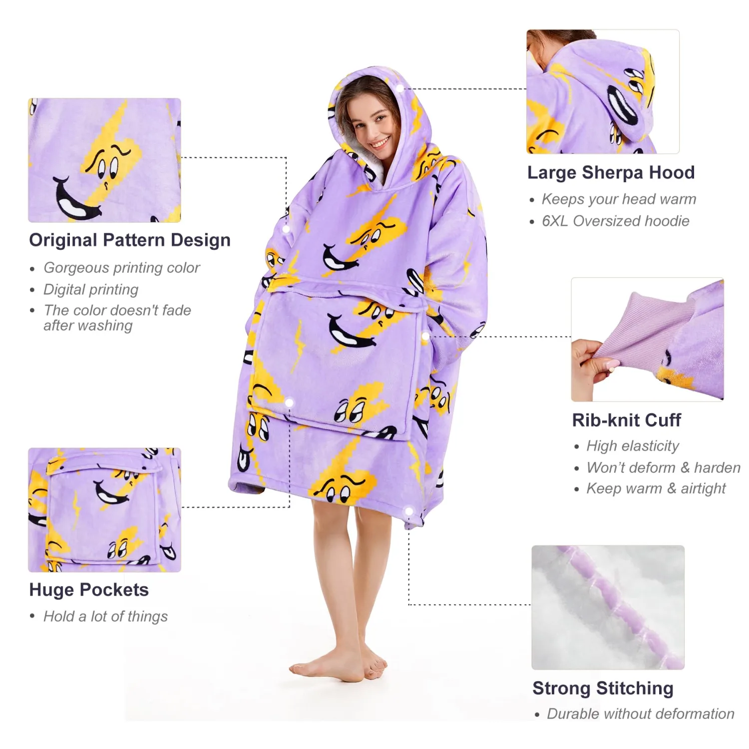 Narecte Cozy Oversized Blanket Hoodie Wearable Blanket Adults Soft Hooded Blanket Hoodie Birthday Gifts for Women Christmas