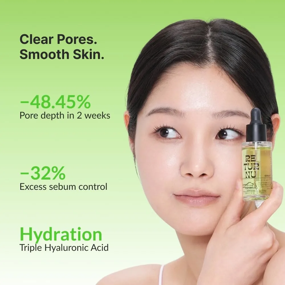 Pore Shooter Ampoule, Hydrating Pore Minimizer Serum to Help Control Sebum & Smooth Skin Texture for Oily Sensitive Skin, with Hyaluronic Acid (1.01 fl oz)