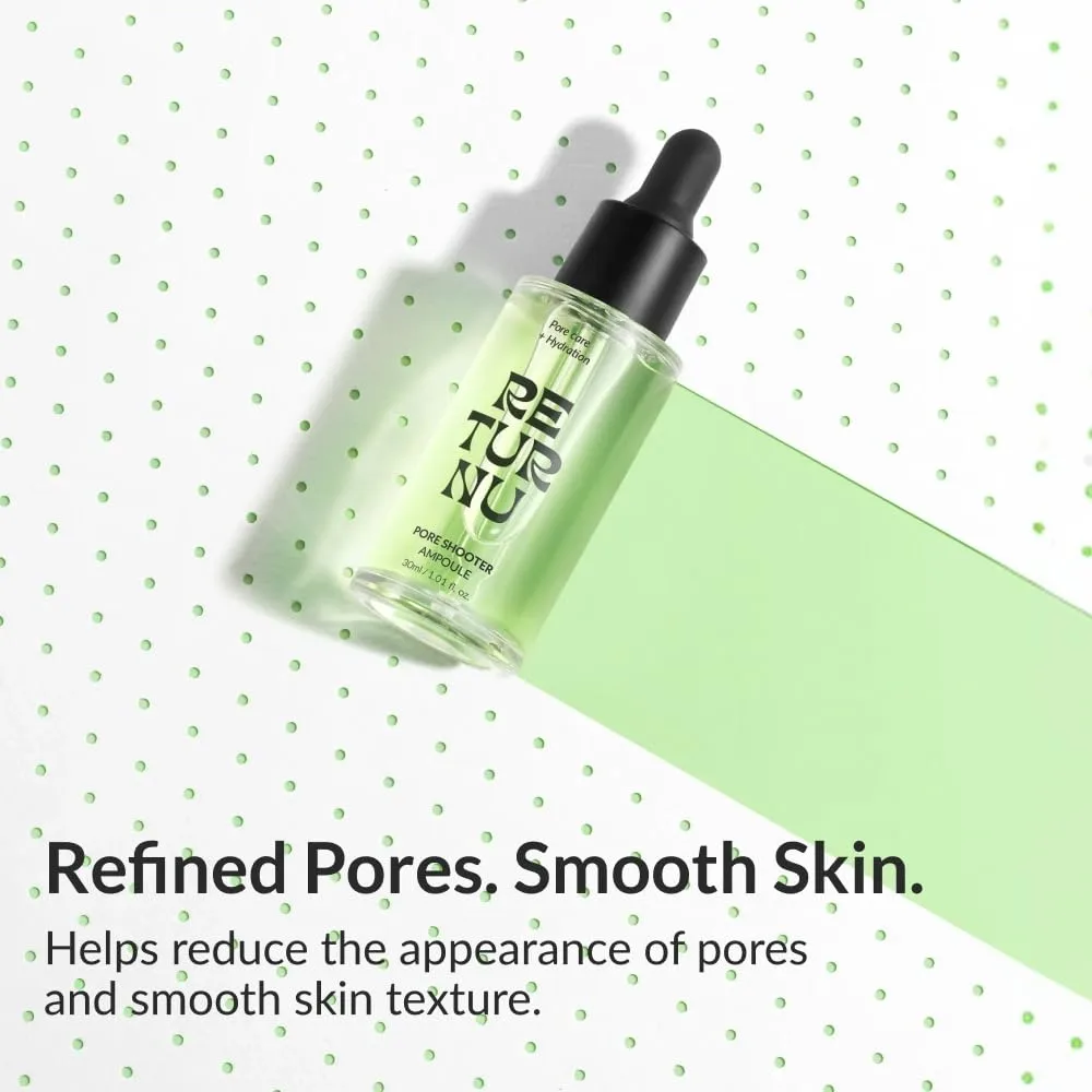 Pore Shooter Ampoule, Hydrating Pore Minimizer Serum to Help Control Sebum & Smooth Skin Texture for Oily Sensitive Skin, with Hyaluronic Acid (1.01 fl oz)