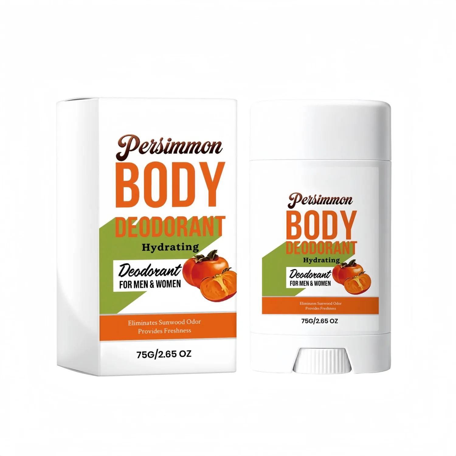 Persimmon Body Deodorant Stick for Women & Men, Aluminum-Free, Whole Body Use Odor Eliminator, Long-Lasting Freshness, Portable Deodorant for Armpit, Feet & Daily Care