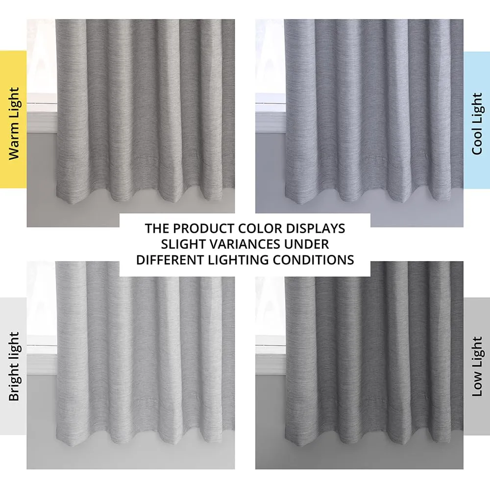 HPD Half Price Drapes Bellino Textured Faux Linen Room Darkening Curtains 63 Inches Long (1 Panel), Curtains for Bedroom & Living Room, 50W X 63L, Vista Grey