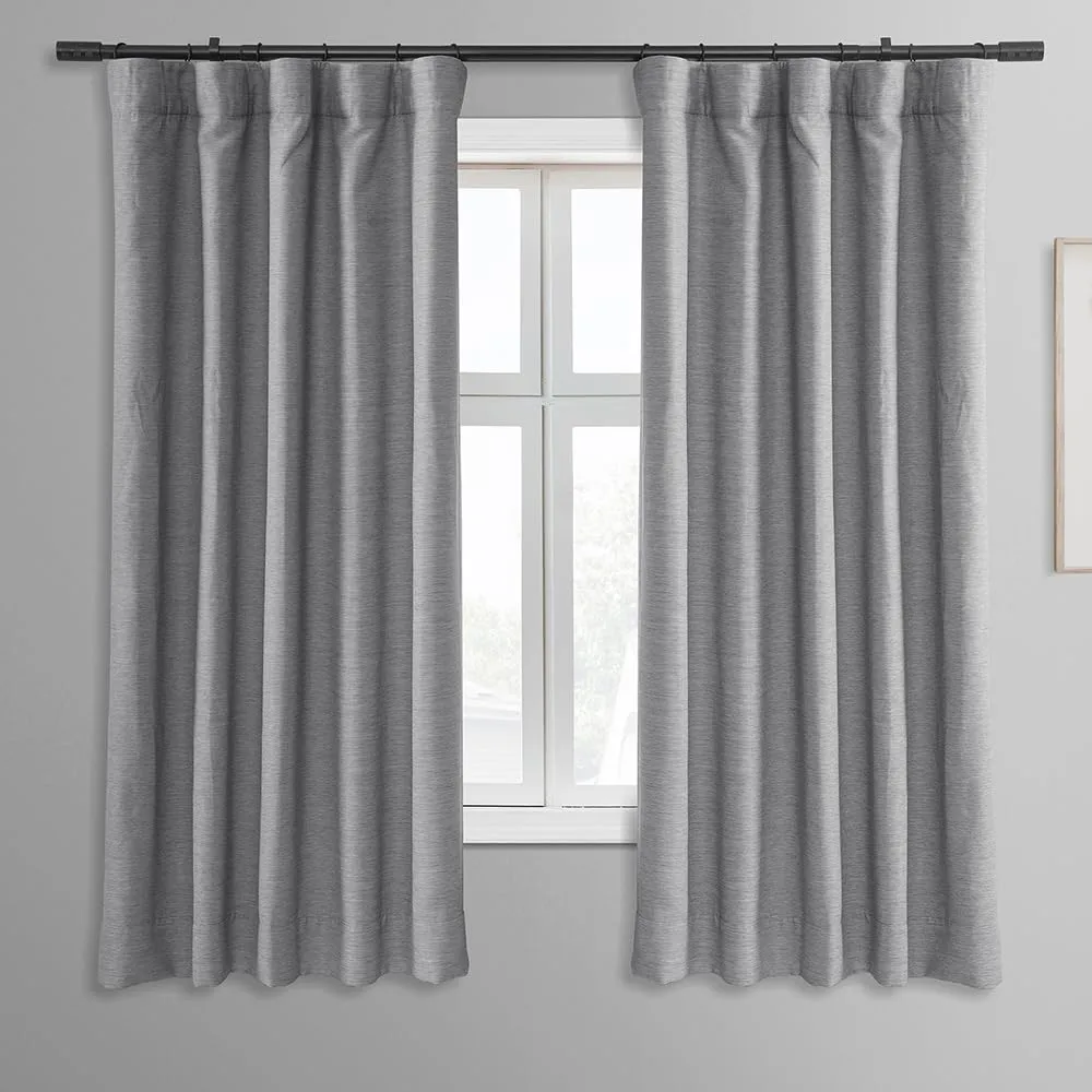 HPD Half Price Drapes Bellino Textured Faux Linen Room Darkening Curtains 63 Inches Long (1 Panel), Curtains for Bedroom & Living Room, 50W X 63L, Vista Grey