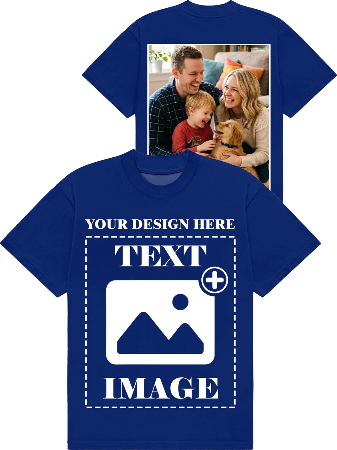 Custom T Shirts, Personalized Your Own Crewneck Tee Shirt, Customized Design Image/Text/Photo Cotton Men Women