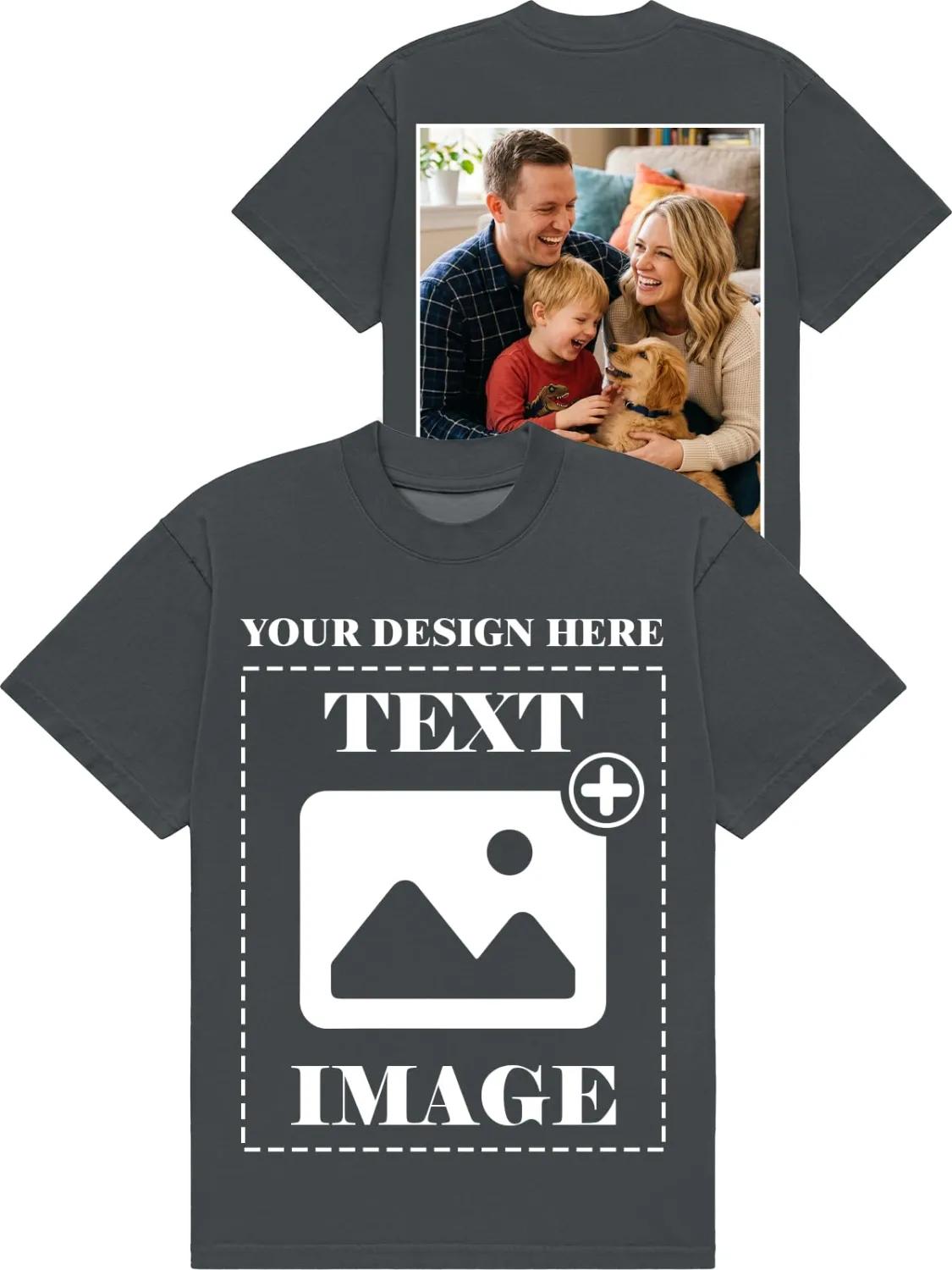 Custom T Shirts, Personalized Your Own Crewneck Tee Shirt, Customized Design Image/Text/Photo Cotton Men Women