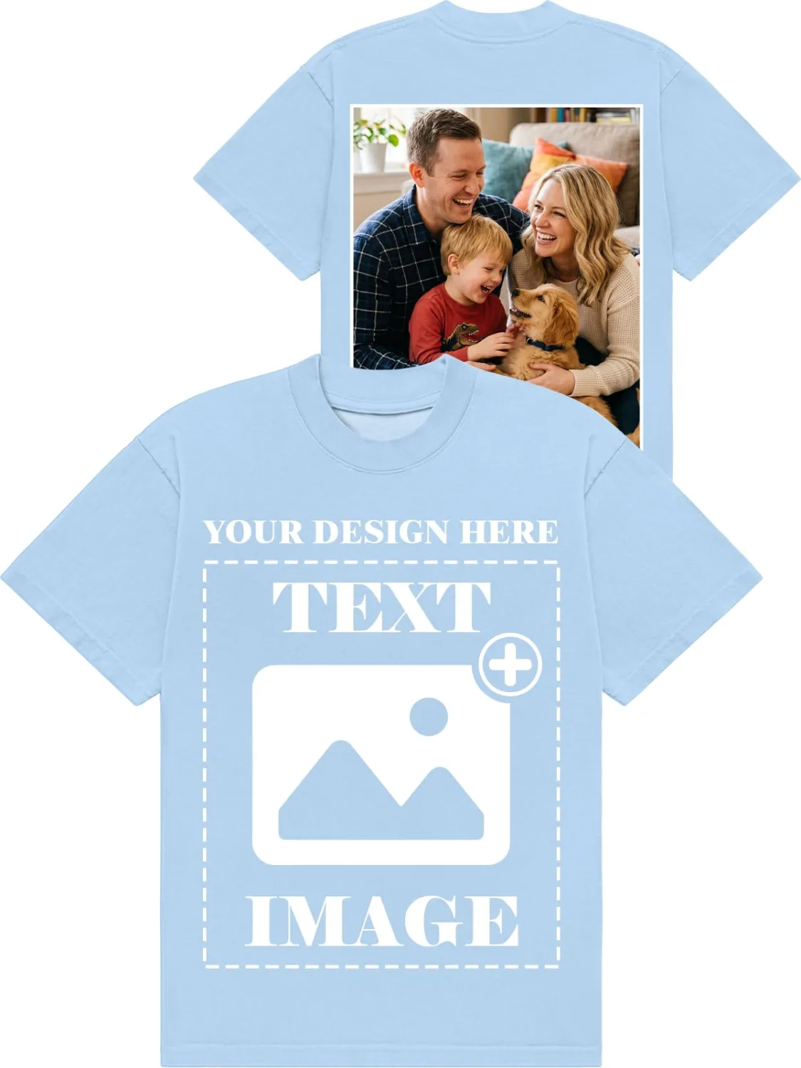 Custom T Shirts, Personalized Your Own Crewneck Tee Shirt, Customized Design Image/Text/Photo Cotton Men Women