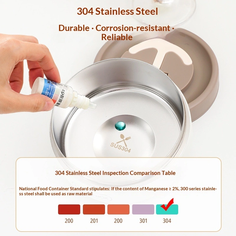 Round Soup Pot Stainless Steel Lunch Box With Individual Compartments