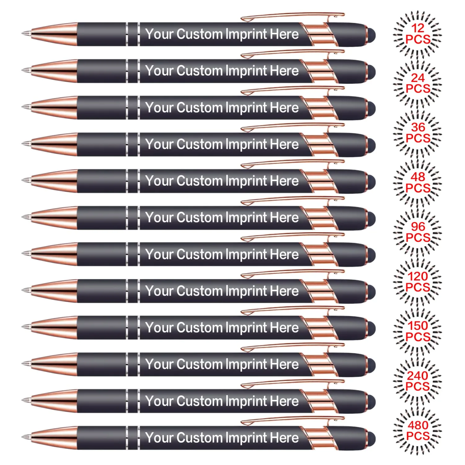Bulk Custom Pens Personalized, Customized Pens with Name/Logo Printing Perfect for Business, Birthday, Wedding, Graduation Gifts & Party Events 5 to 2000 Pieces Pack Ballpoint Pens