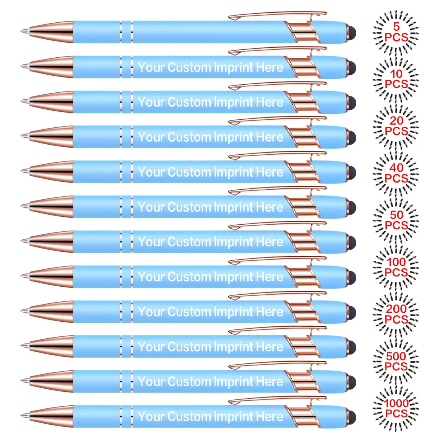 Bulk Custom Pens Personalized, Customized Pens with Name/Logo Printing Perfect for Business, Birthday, Wedding, Graduation Gifts & Party Events 5 to 2000 Pieces Pack Ballpoint Pens (Blue)