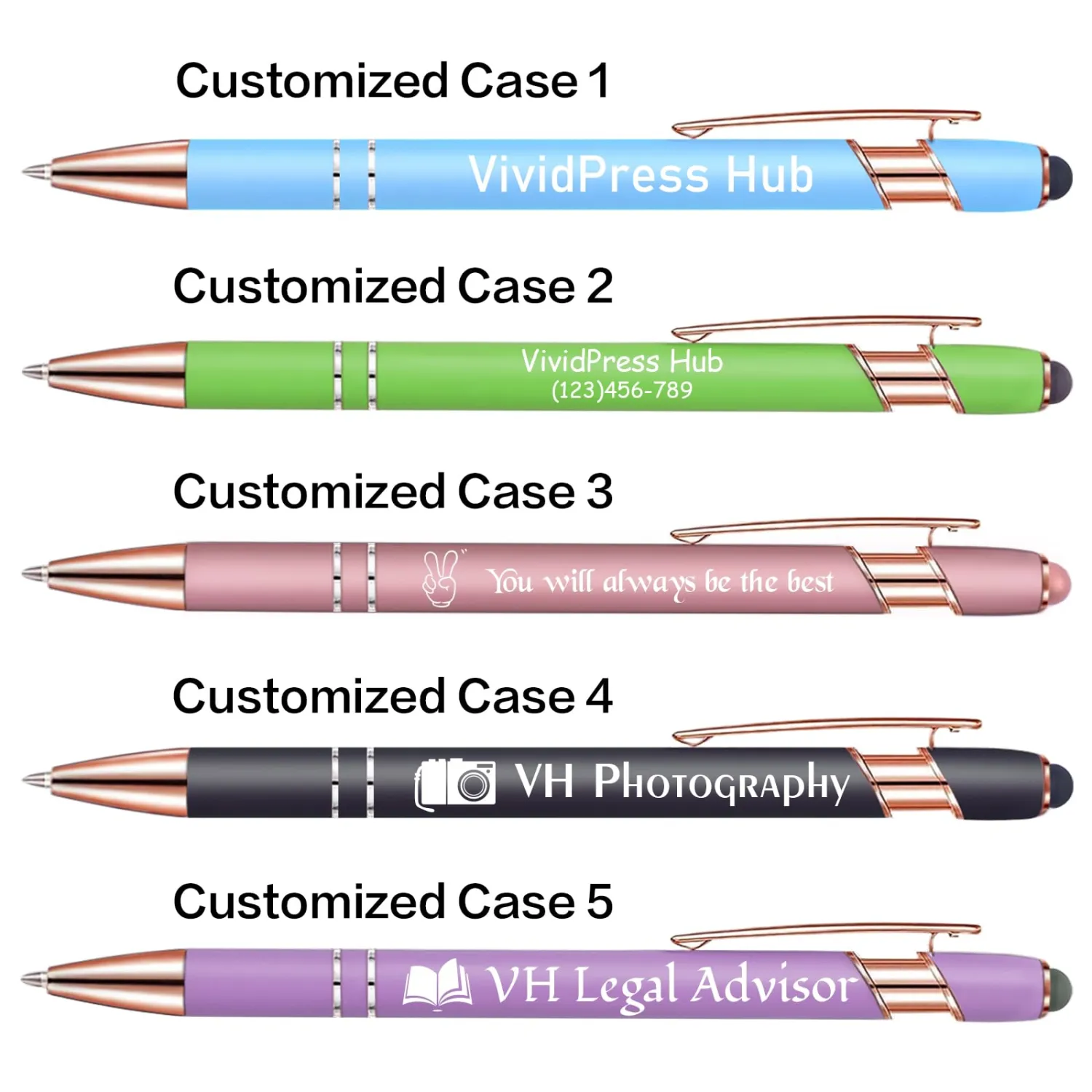Bulk Custom Pens Personalized, Customized Pens with Name/Logo Printing Perfect for Business, Birthday, Wedding, Graduation Gifts & Party Events 5 to 2000 Pieces Pack Ballpoint Pens (Green)