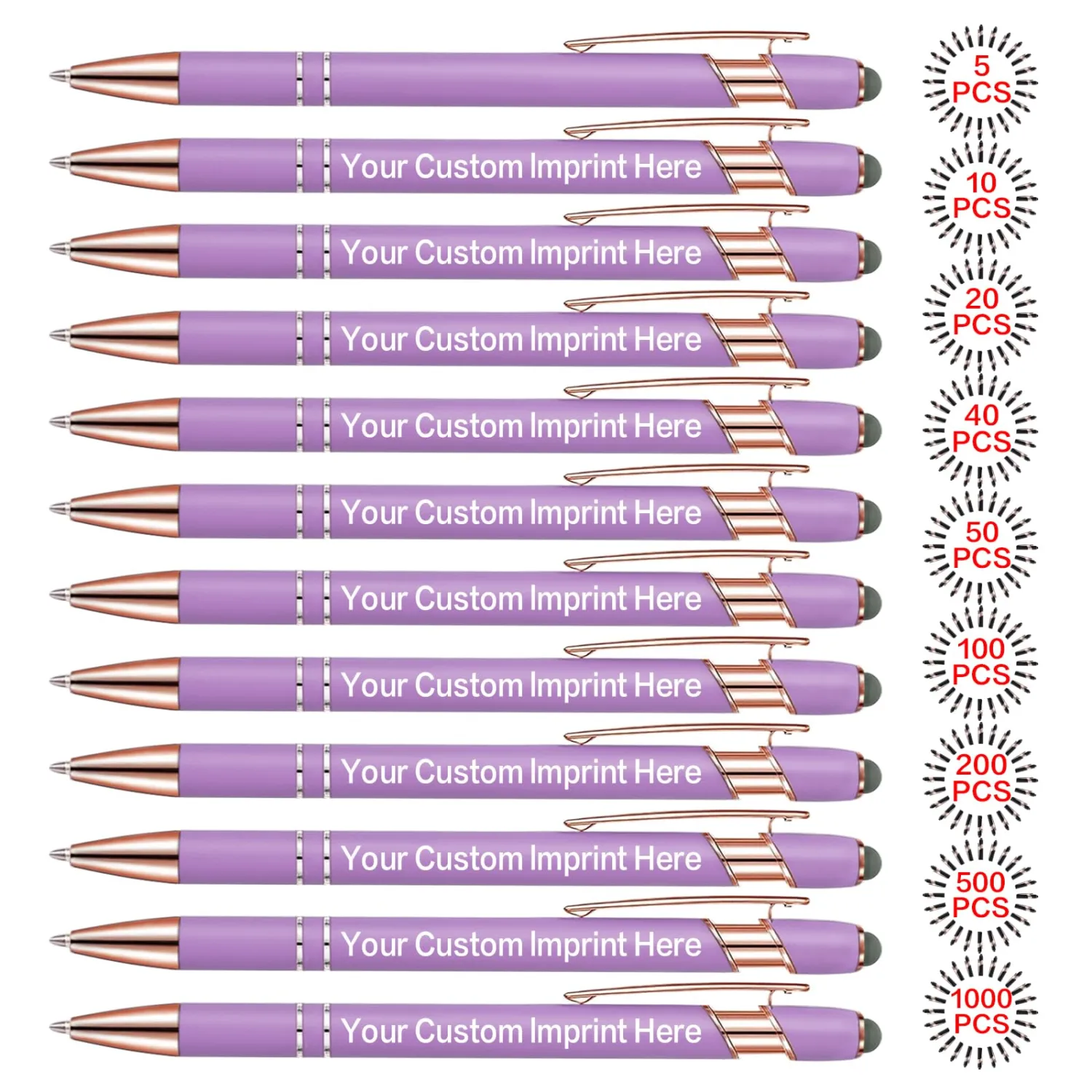 Bulk Custom Pens Personalized, Customized Pens with Name/Logo Printing Perfect for Business, Birthday, Wedding, Graduation Gifts & Party Events 5 to 2000 Pieces Pack Ballpoint Pens (Purple)