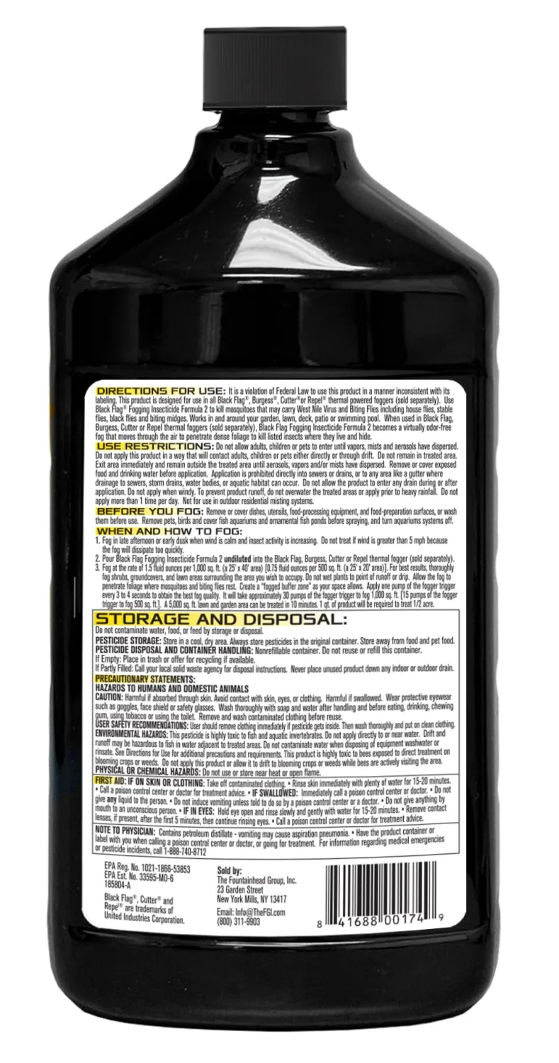 Black Flag 32 oz. Fogging Insecticide Ready-To-Use Controls Mosquitoes, Biting Flies and Flying Insects in Lawns, Patios and Gardens, 190255, 32 ounce