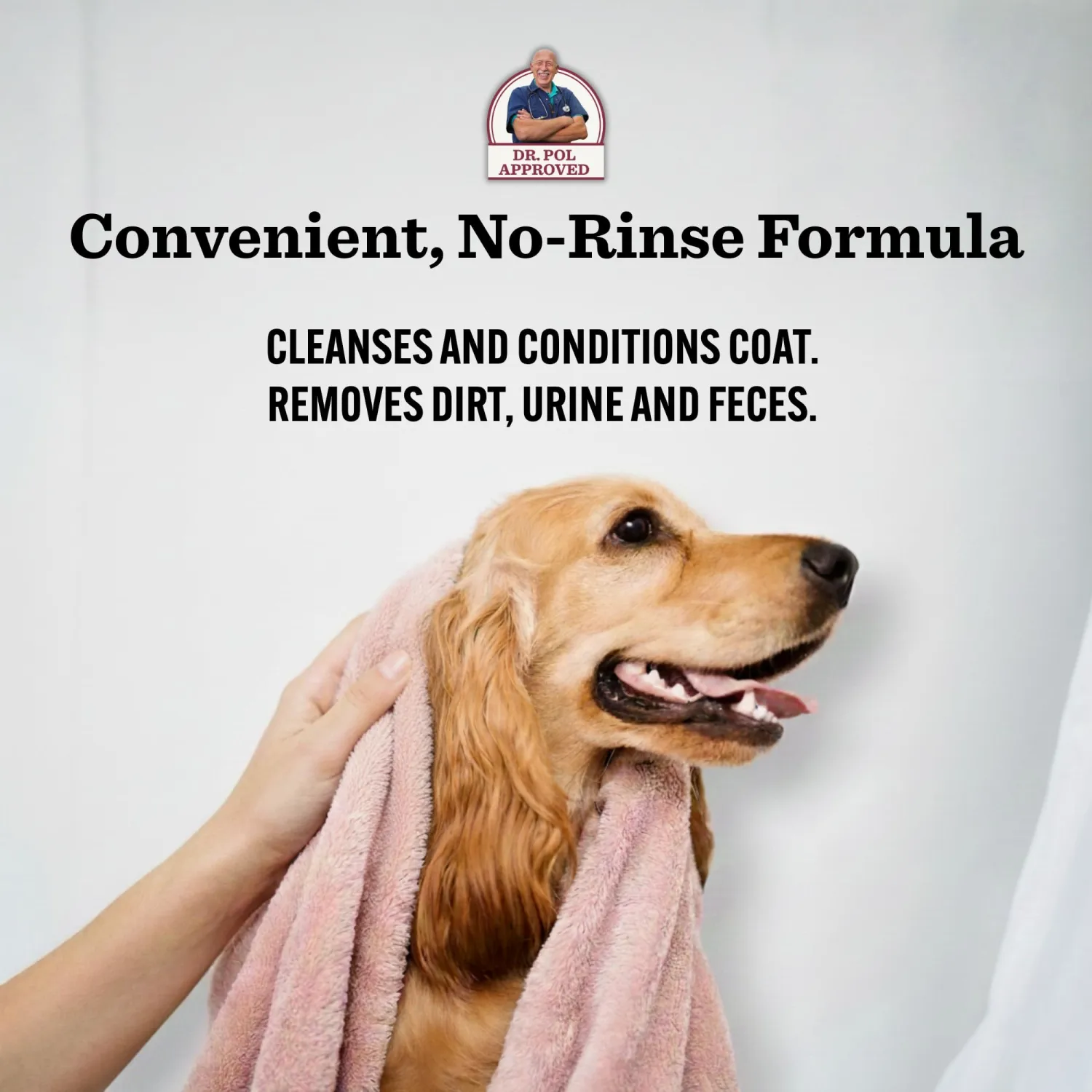 Dr. Pol Incredi-Pol Waterless Shampoo | Waterless Dog Shampoo & No-Rinse Pet Cleanser | Rinse Free Dog Shampoo for Smelly Dogs | Safe for All Pets & Animals | Mango/Oatmeal | 16 oz